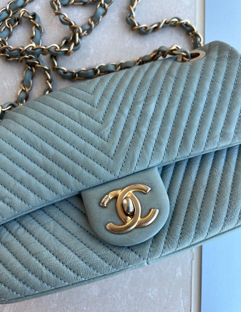 Chanel chevron mini flap bag