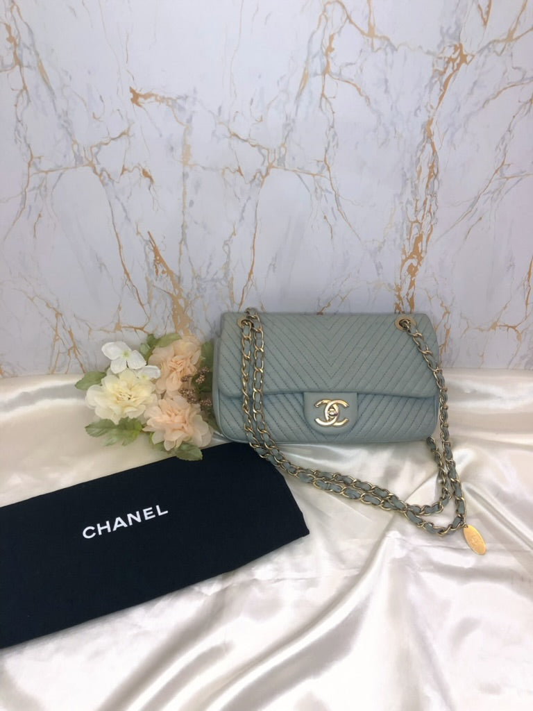 Chanel chevron mini flap bag