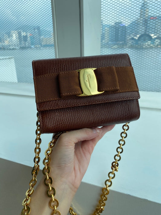 Salvatore Ferragamo lizard vera bag