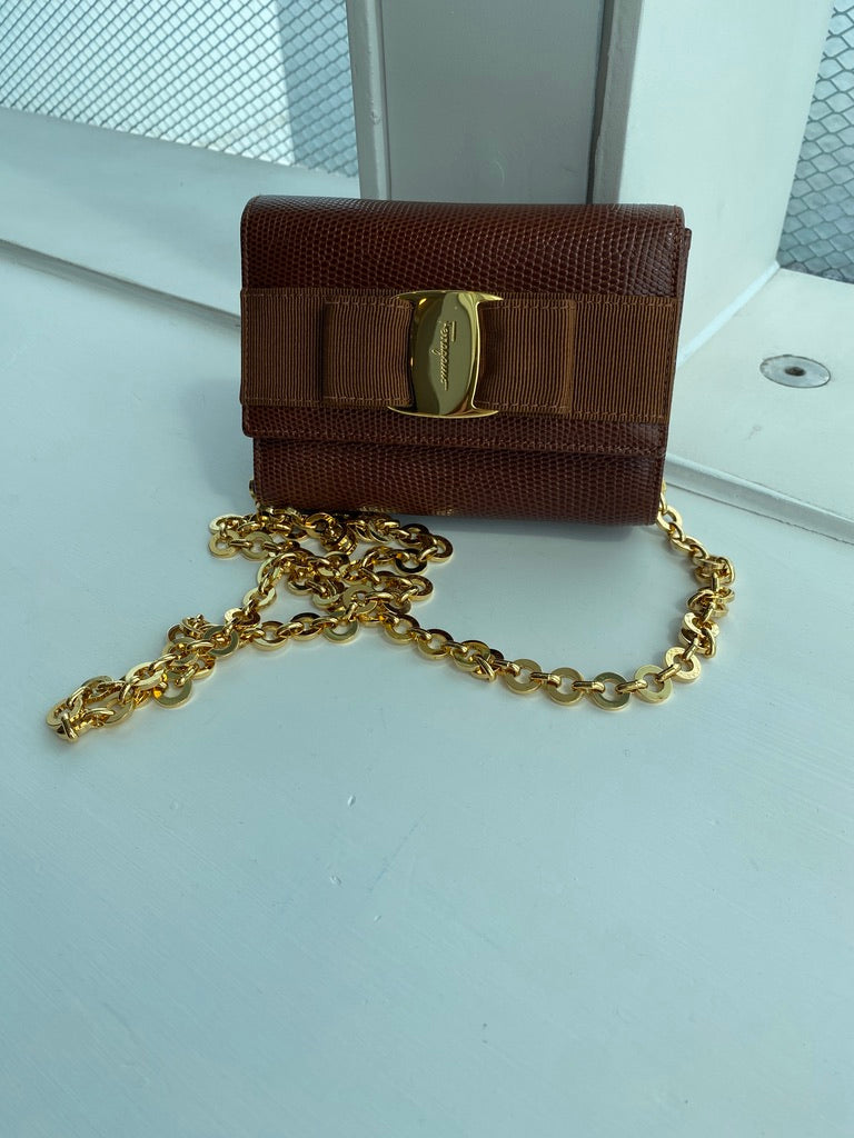 Salvatore Ferragamo lizard vera bag