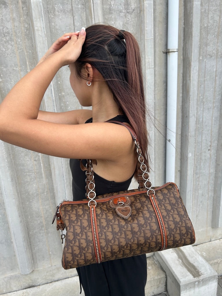 Dior monogram trotter heart lock shoulder bag