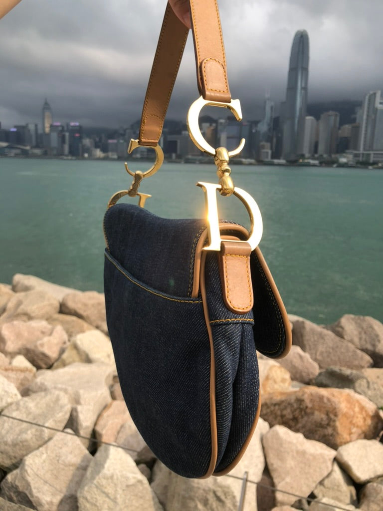 Dior denim saddle bag