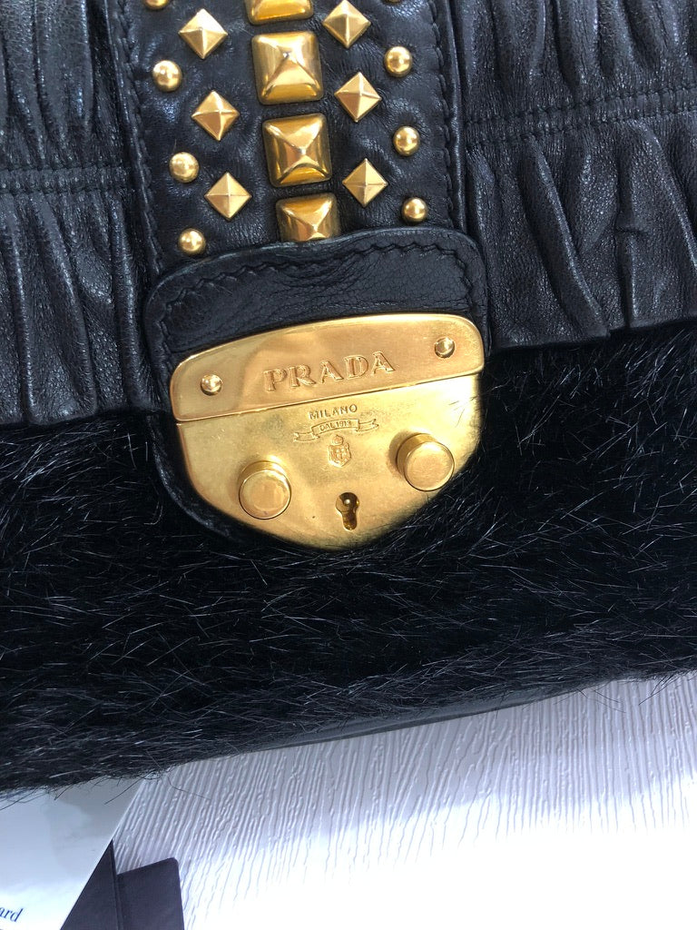 Prada fur sling bag