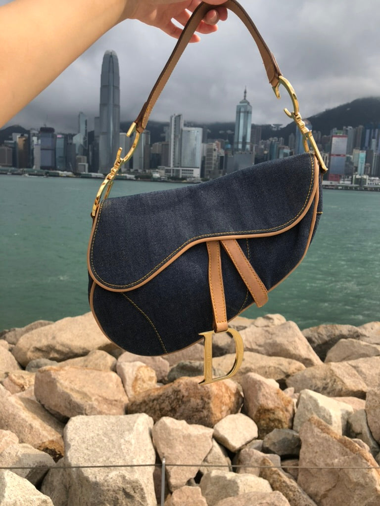 Dior denim saddle bag