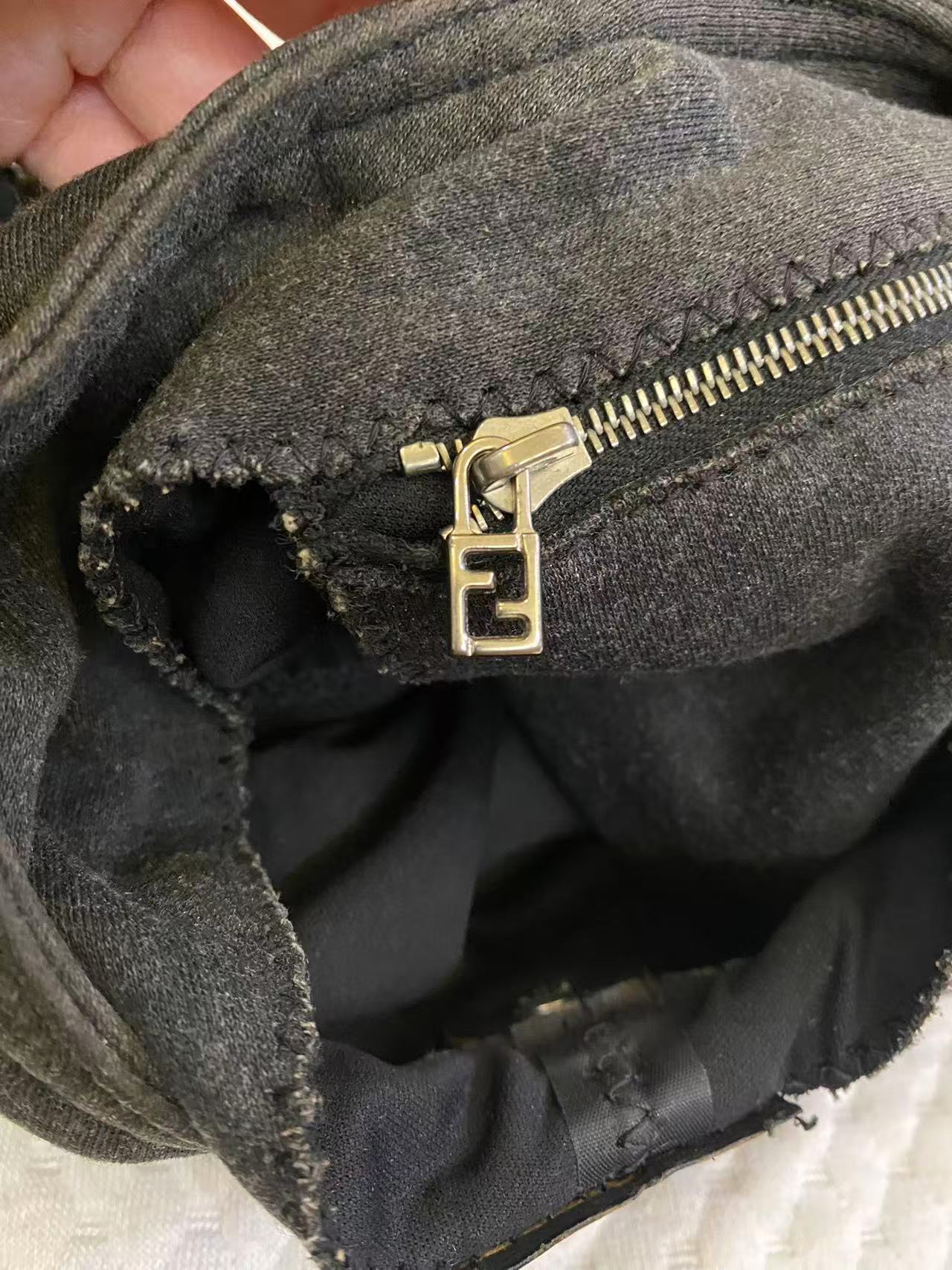 Fendi Dark Grey Cotton Baguette