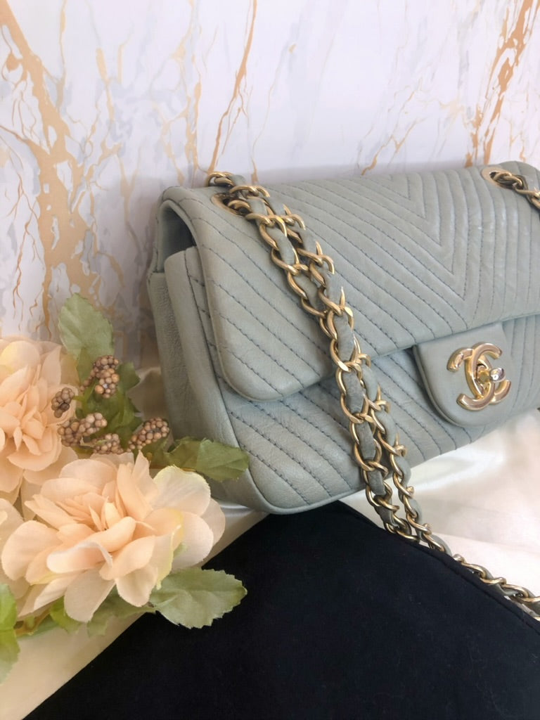Chanel chevron mini flap bag