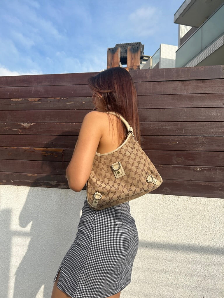 Gucci D ring monogram shoulder bag