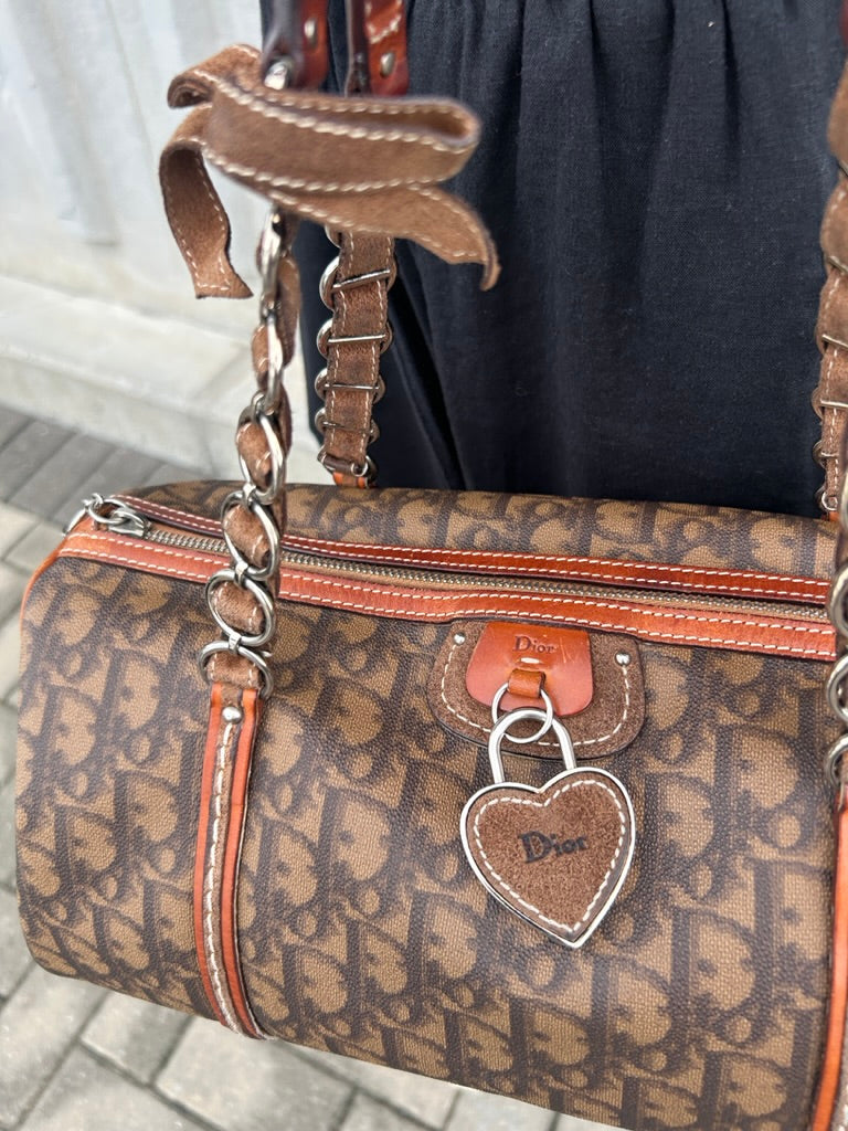 Dior monogram trotter heart lock shoulder bag