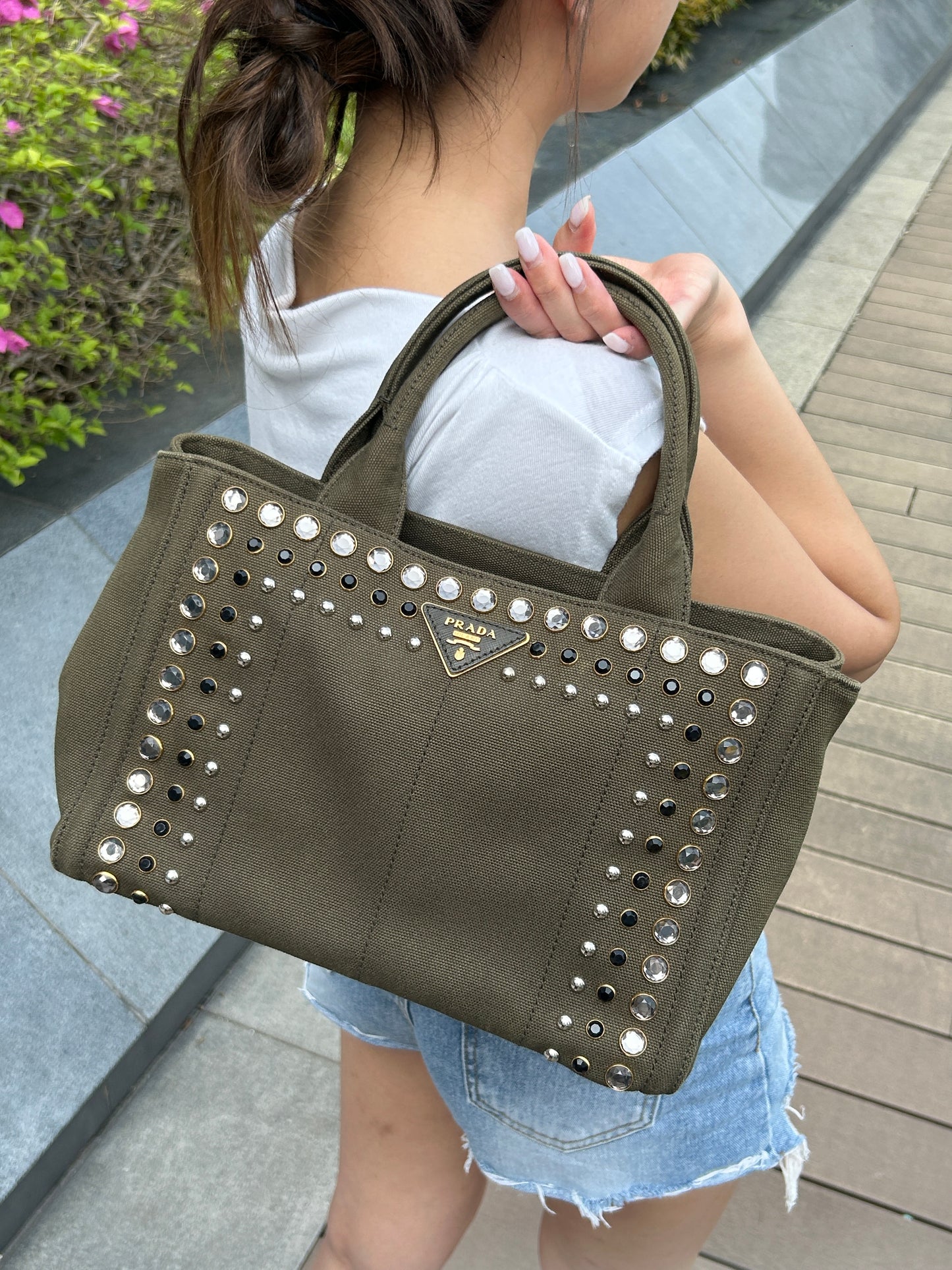 Prada canvas tote
