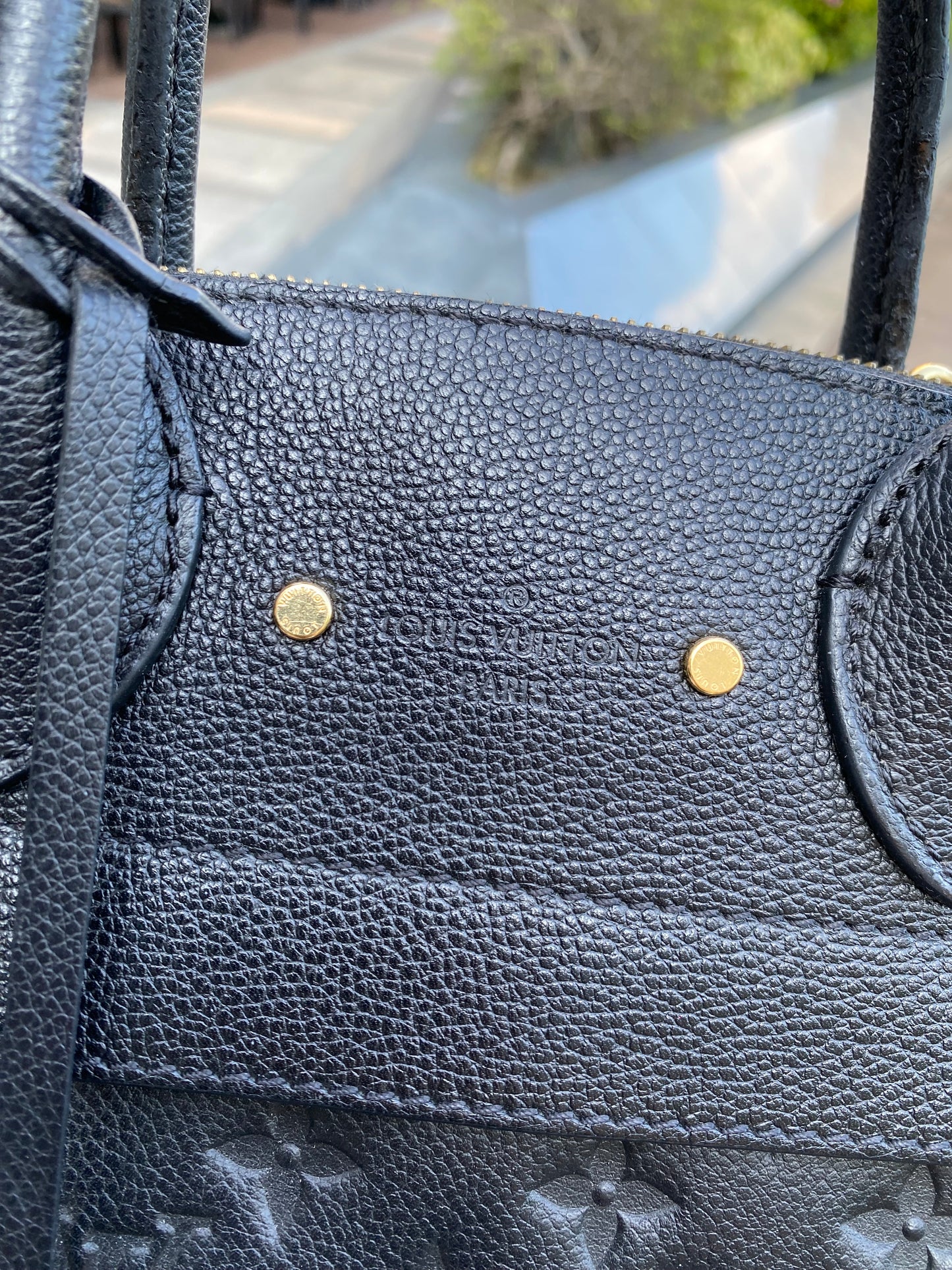 Louis Vuitton Navy Blue Leather Empreinte Monogram Pont-Neuf MM Shoulder Hand Bag