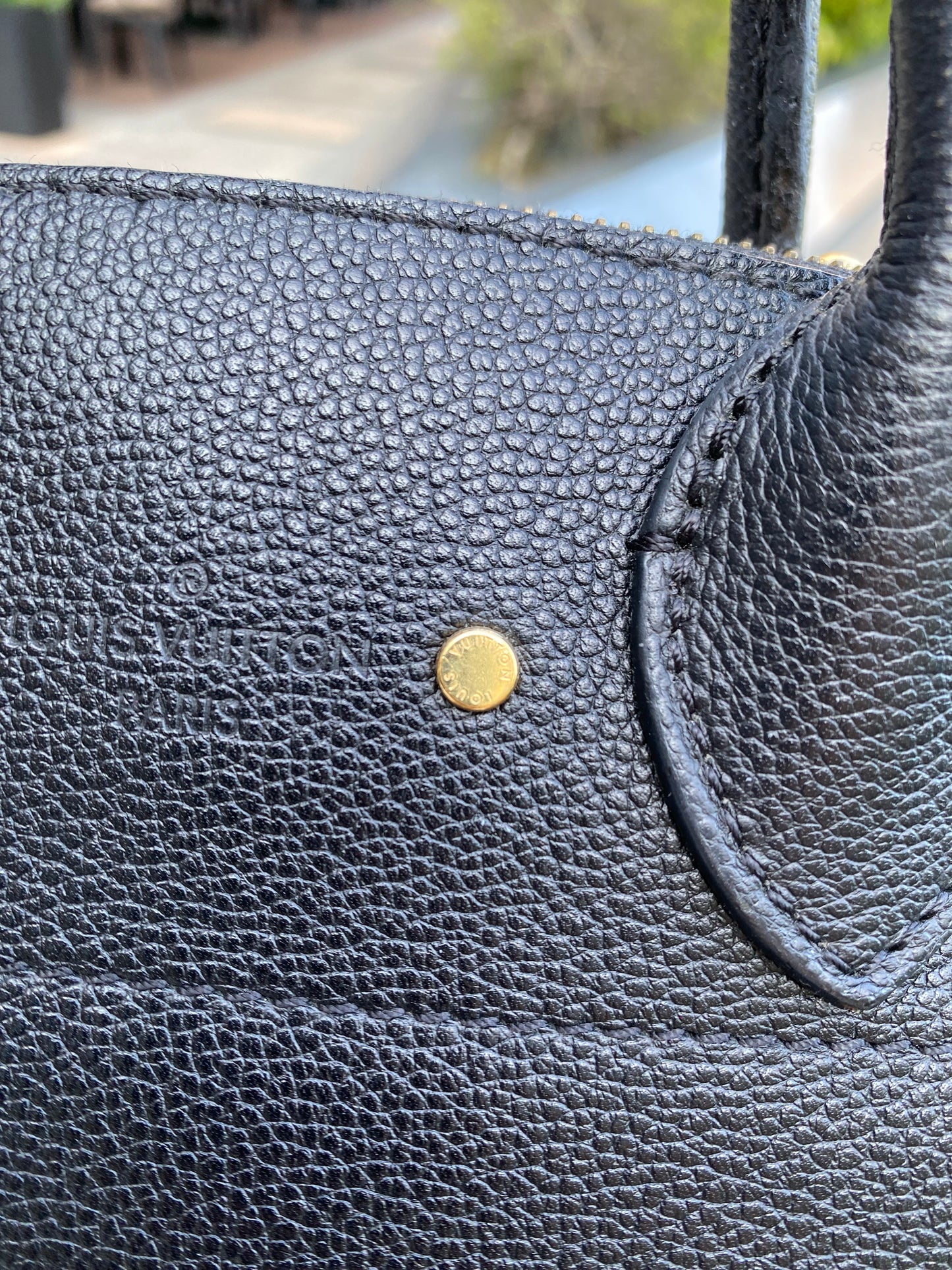 Louis Vuitton Navy Blue Leather Empreinte Monogram Pont-Neuf MM Shoulder Hand Bag