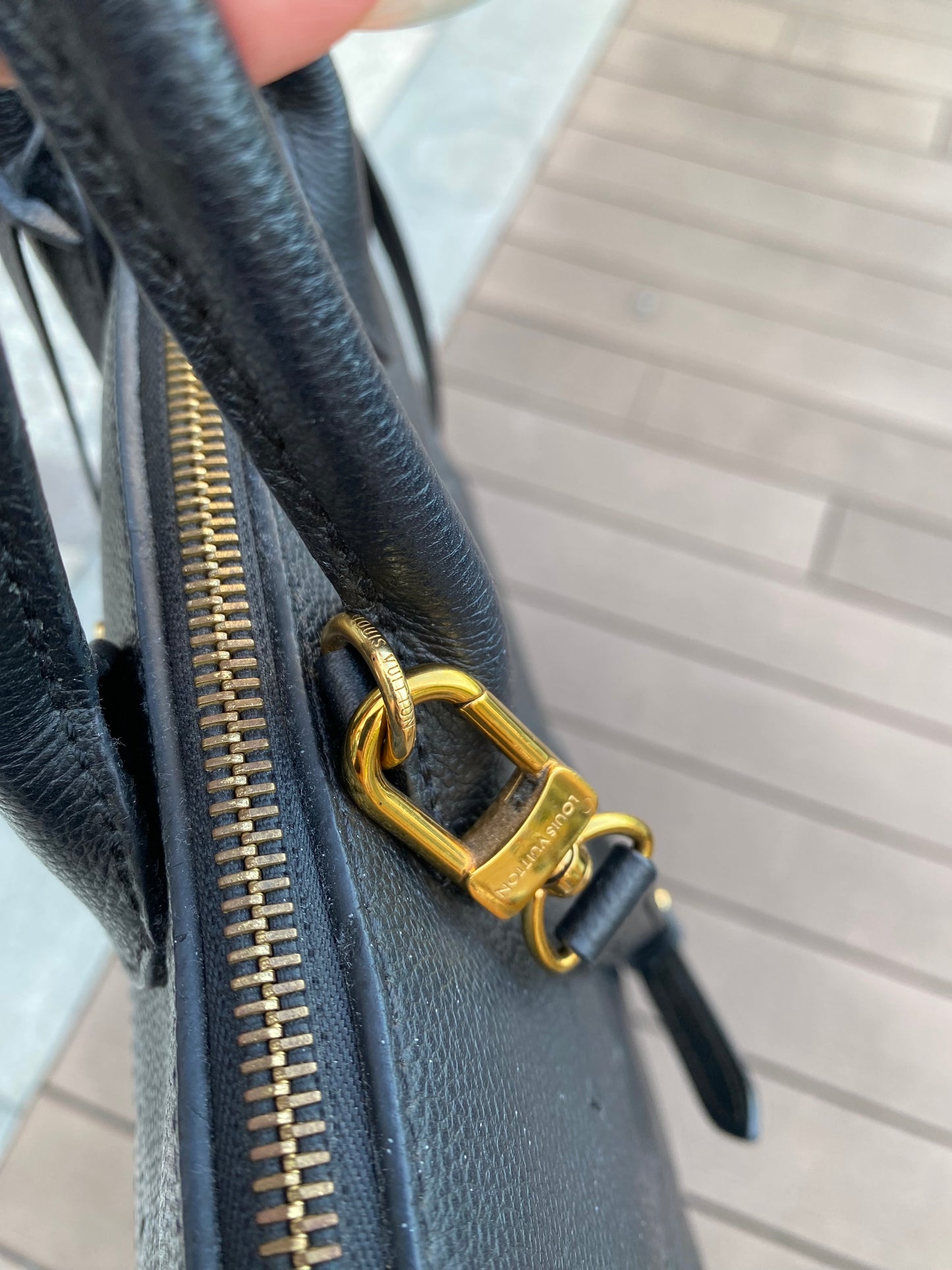 Louis Vuitton Navy Blue Leather Empreinte Monogram Pont-Neuf MM Shoulder Hand Bag