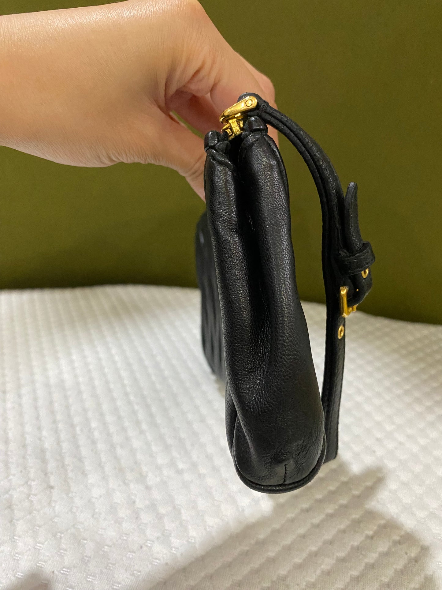 Miu Miu Leather Matelasse Clutch/ Pouch in Black