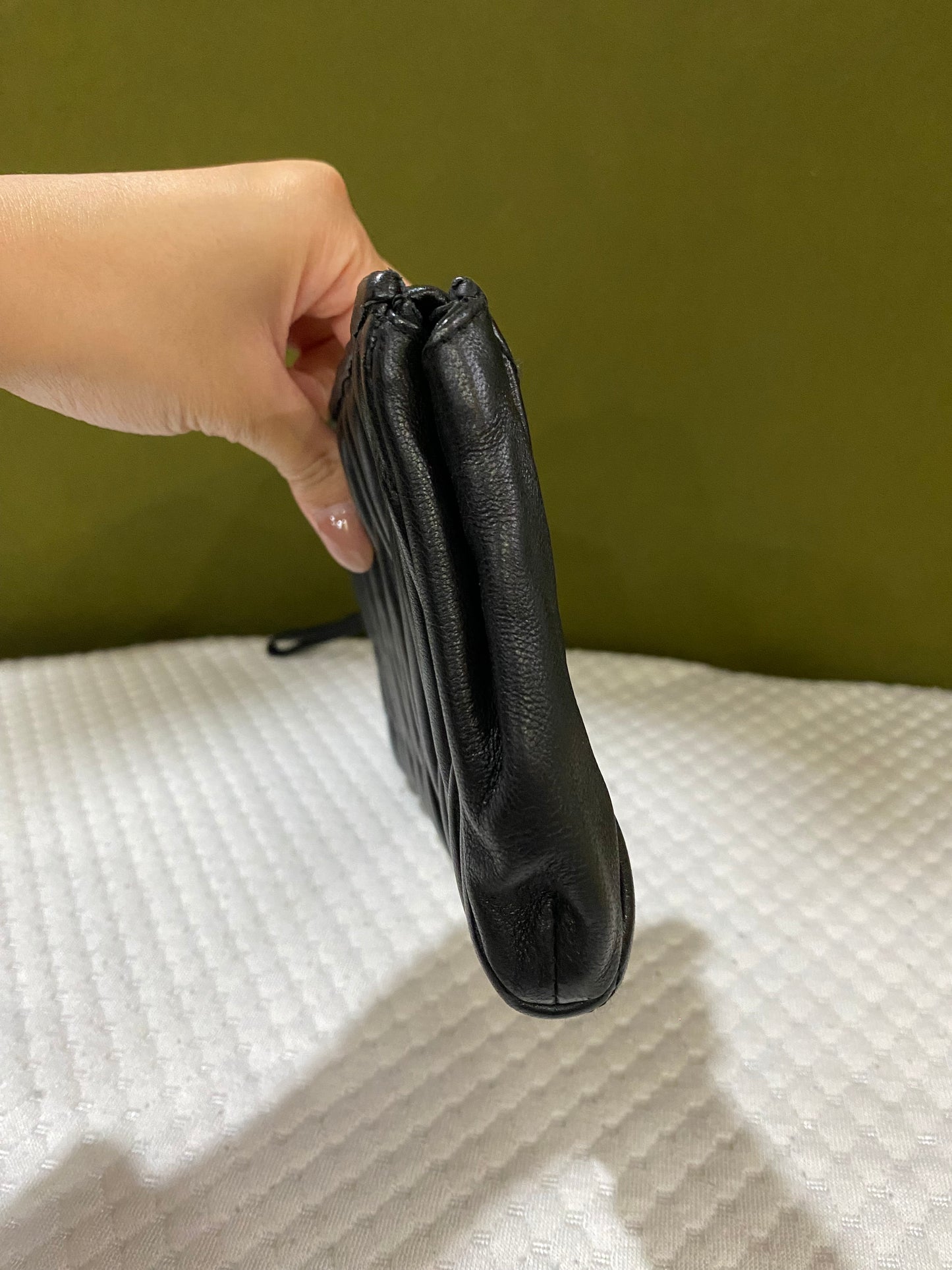Miu Miu Leather Matelasse Clutch/ Pouch in Black