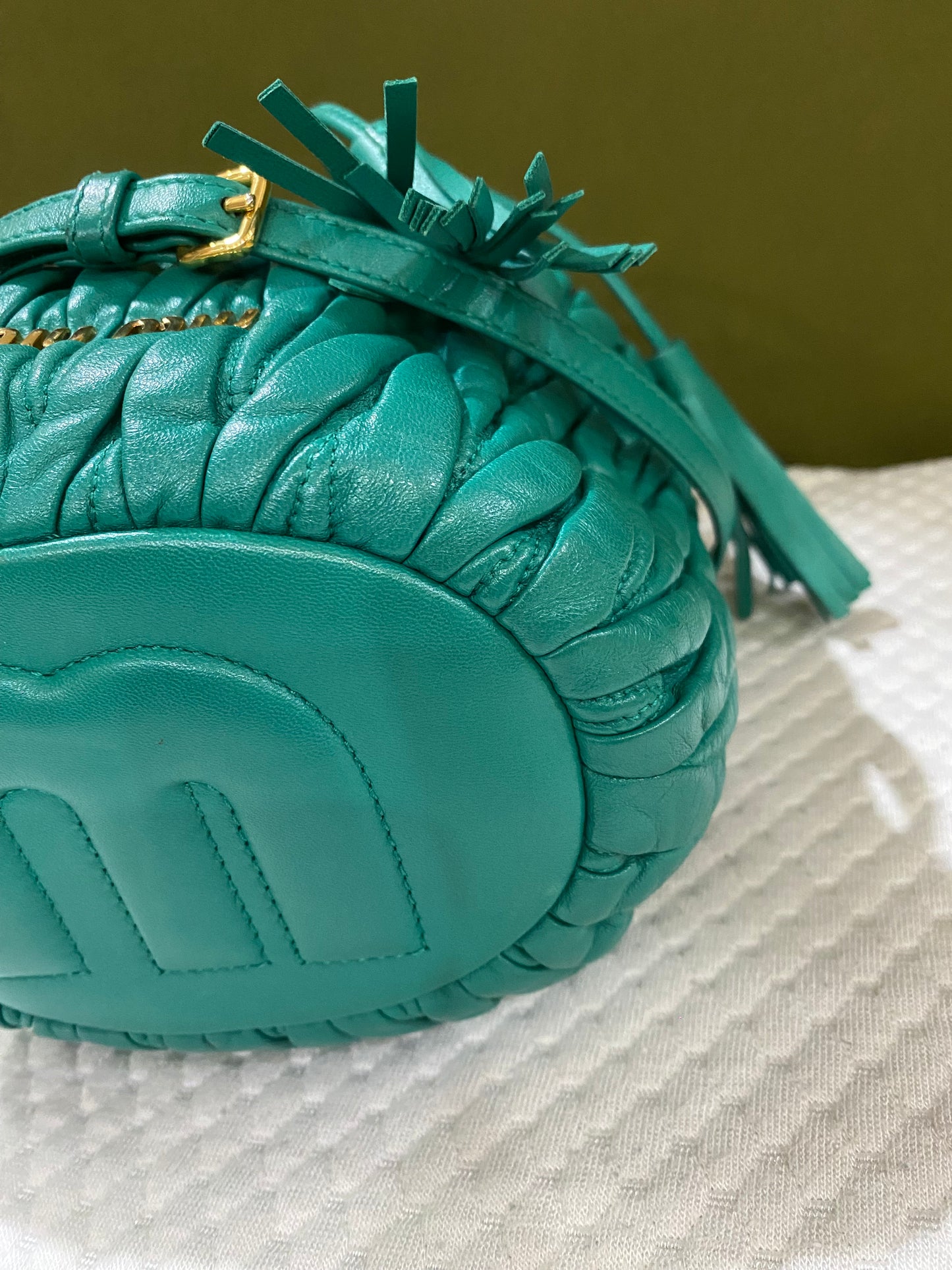 Miu Miu Matelasse Drawstring Mini Bucket Bag