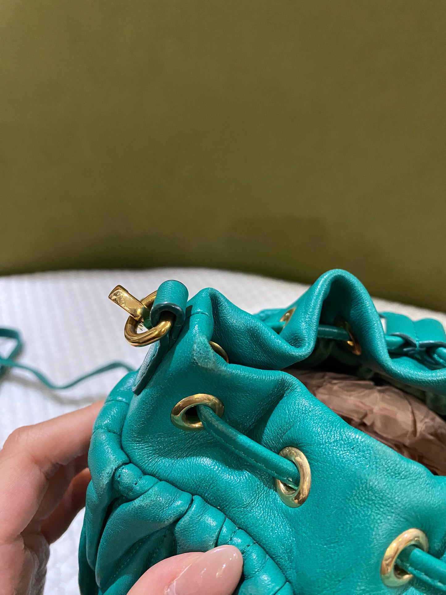 Miu Miu Matelasse Drawstring Mini Bucket Bag