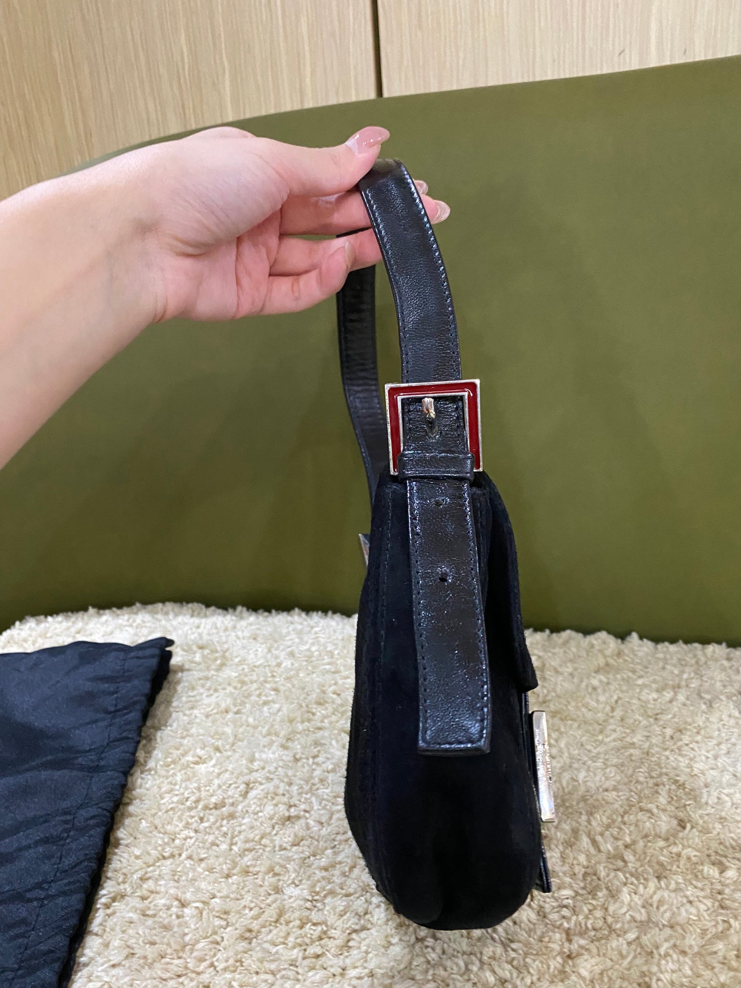 Fendi Vintage Mini Suede Baguette Bag