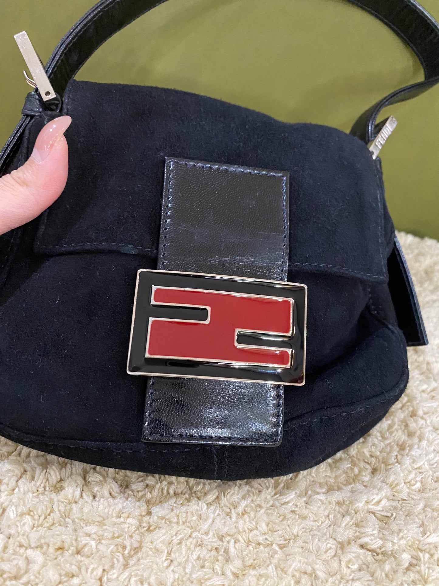 Fendi Vintage Mini Suede Baguette Bag