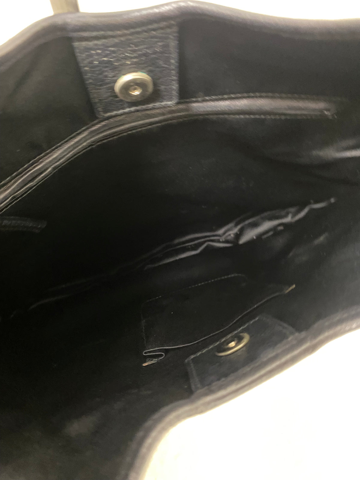 Yves Saint Laurent Calfskin Studded Logo Mombasa Hobo Black