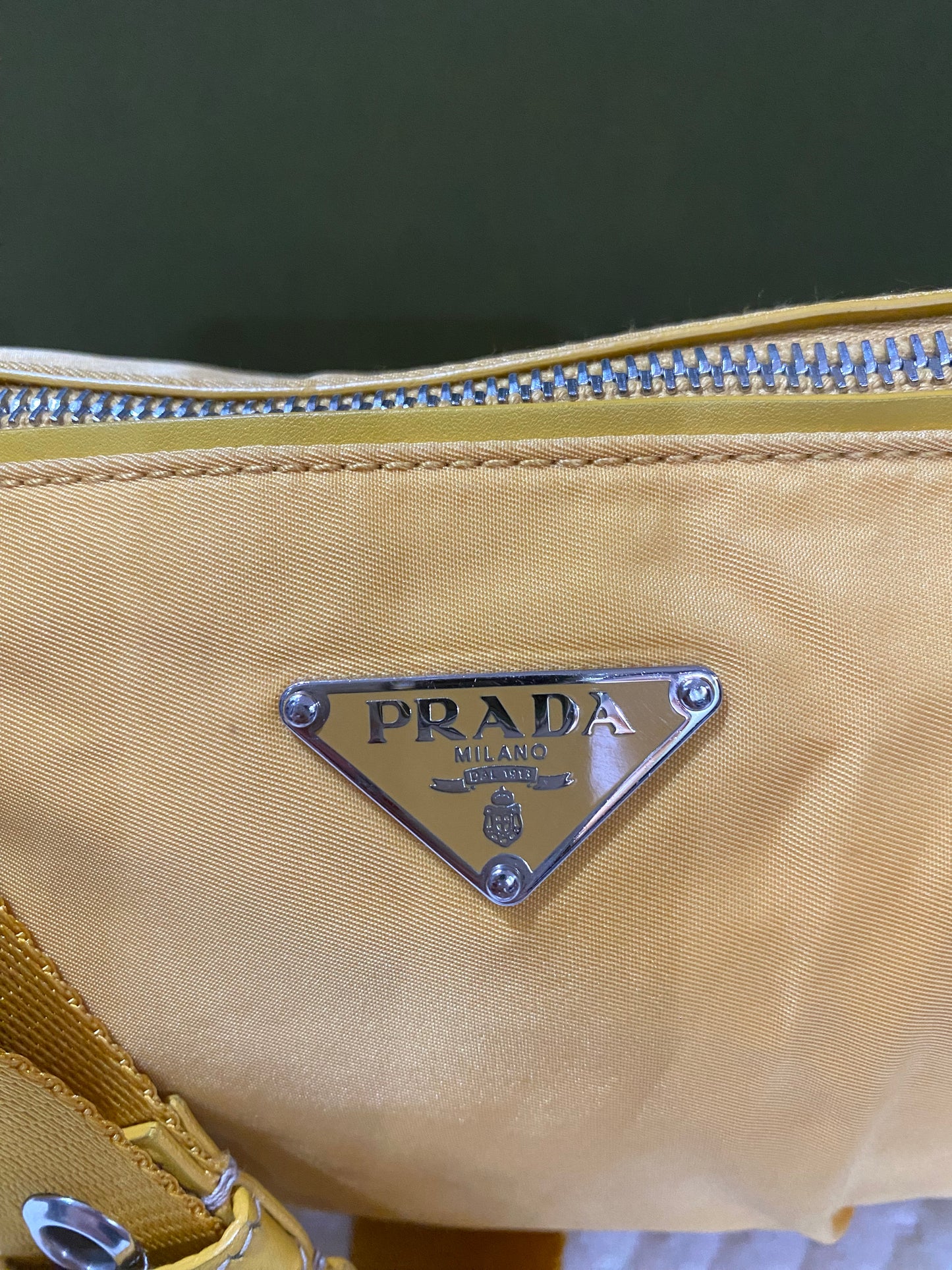 Prada Vintage Sport Yellow Tessuto Nylon Shoulder Bag