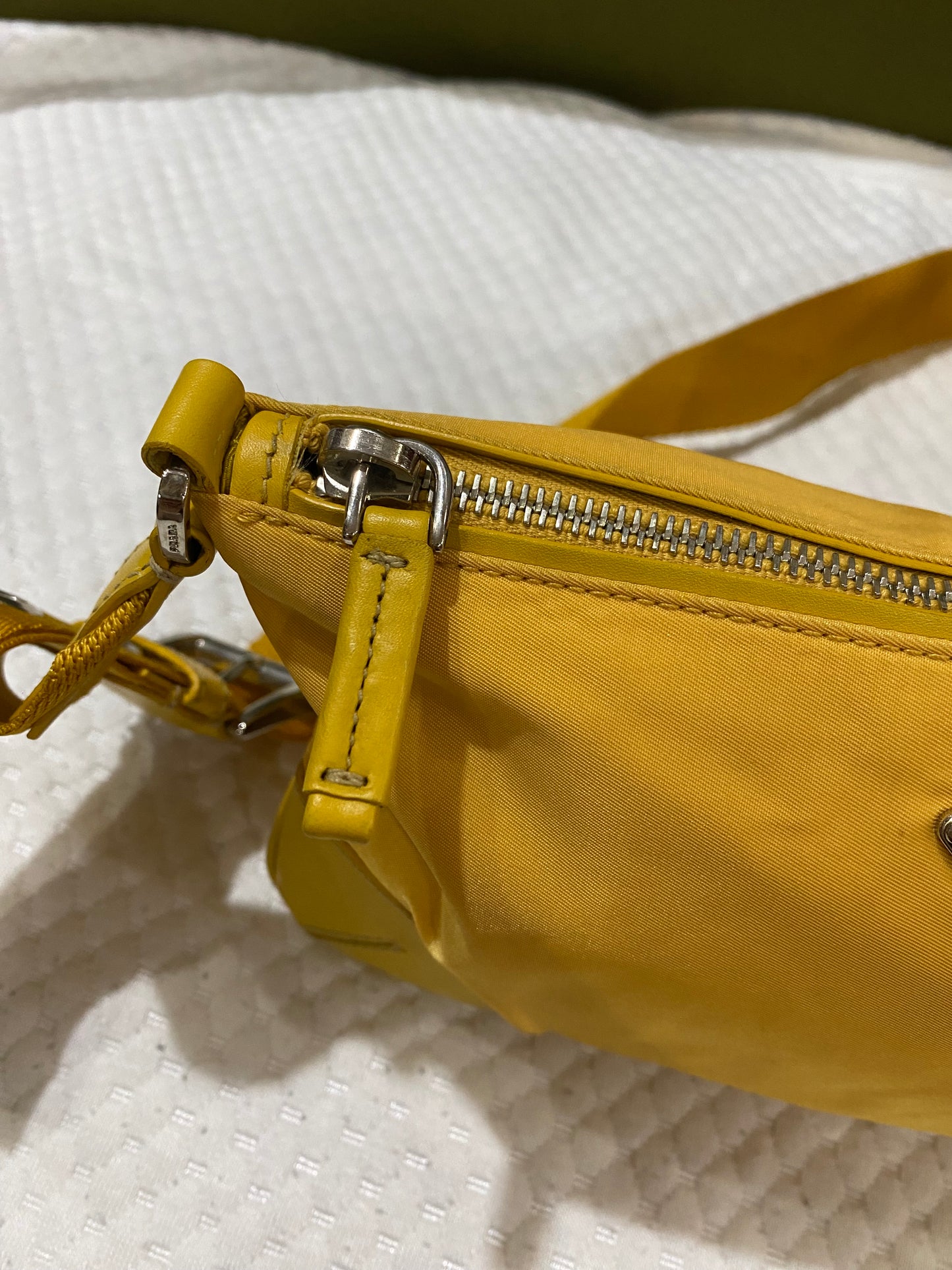Prada Vintage Sport Yellow Tessuto Nylon Shoulder Bag