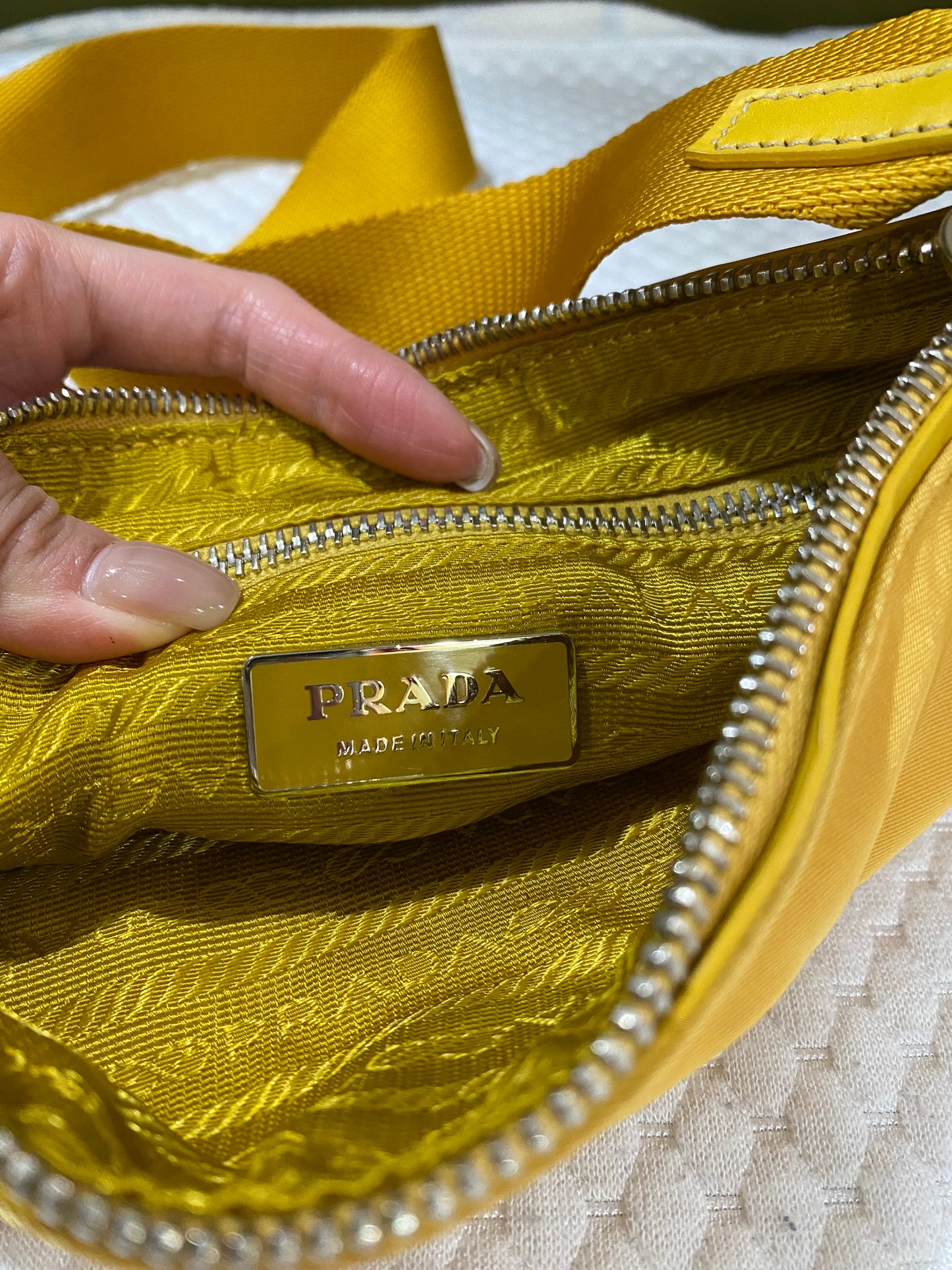Prada Vintage Sport Yellow Tessuto Nylon Shoulder Bag