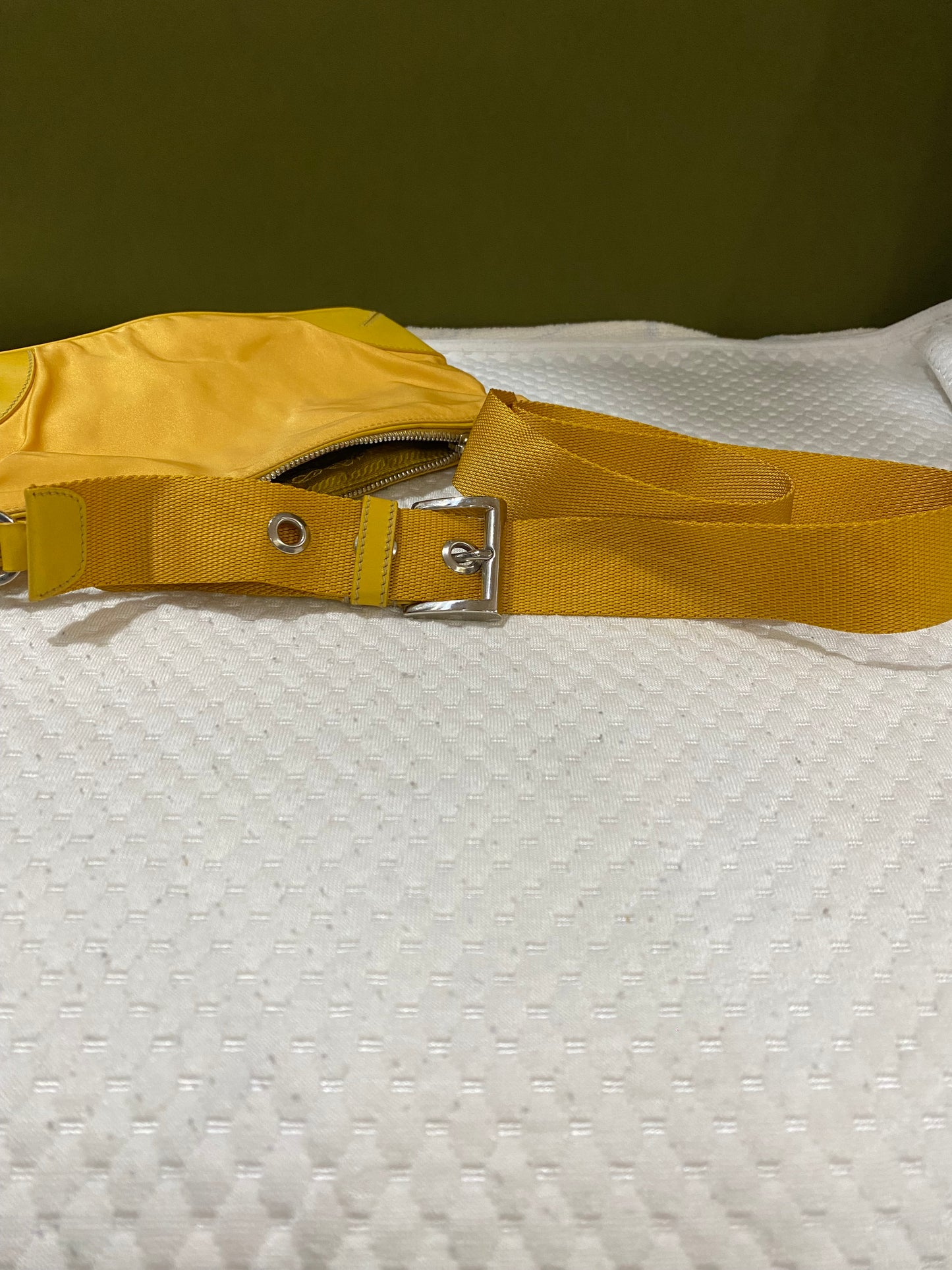 Prada Vintage Sport Yellow Tessuto Nylon Shoulder Bag