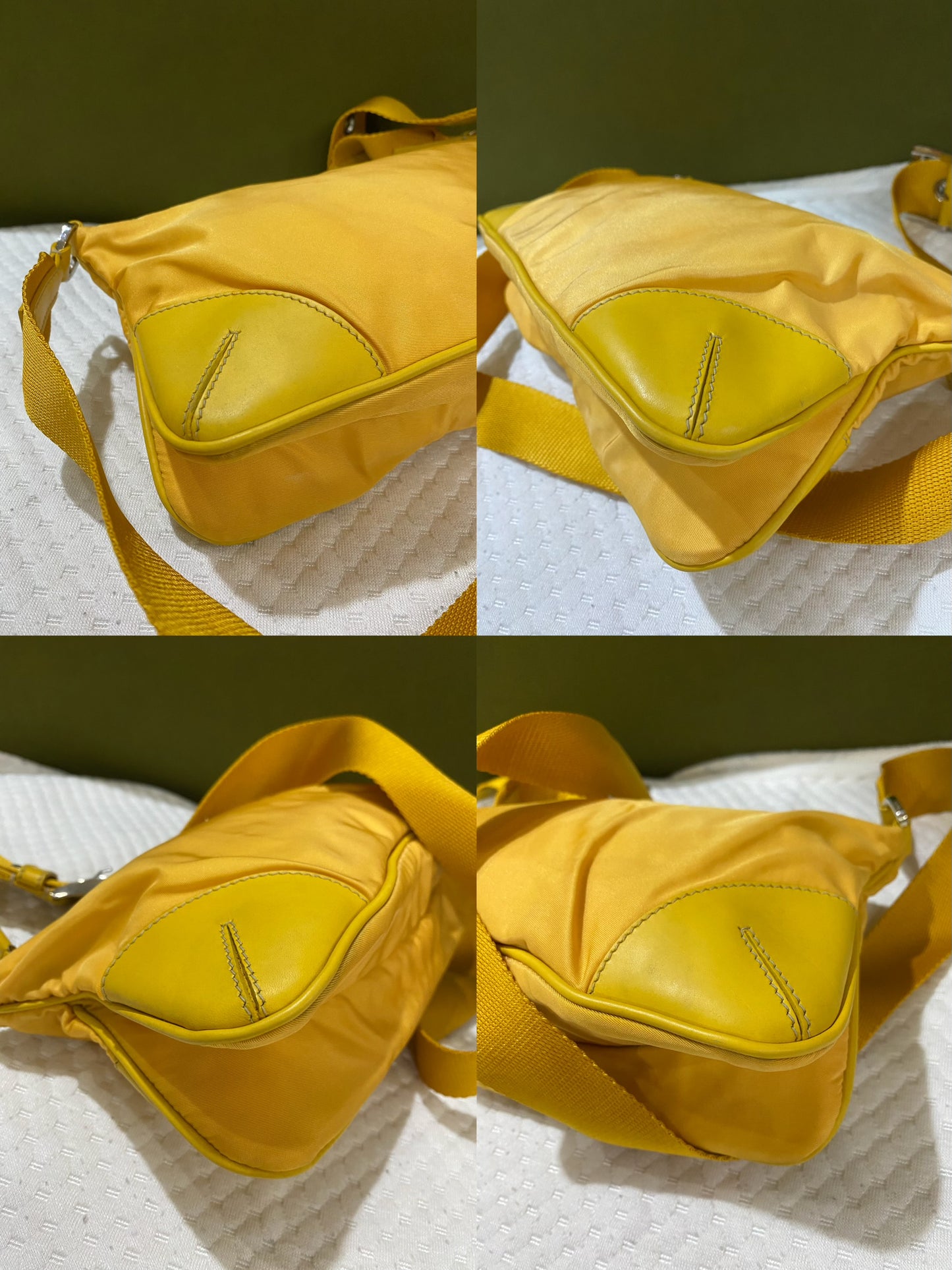 Prada Vintage Sport Yellow Tessuto Nylon Shoulder Bag