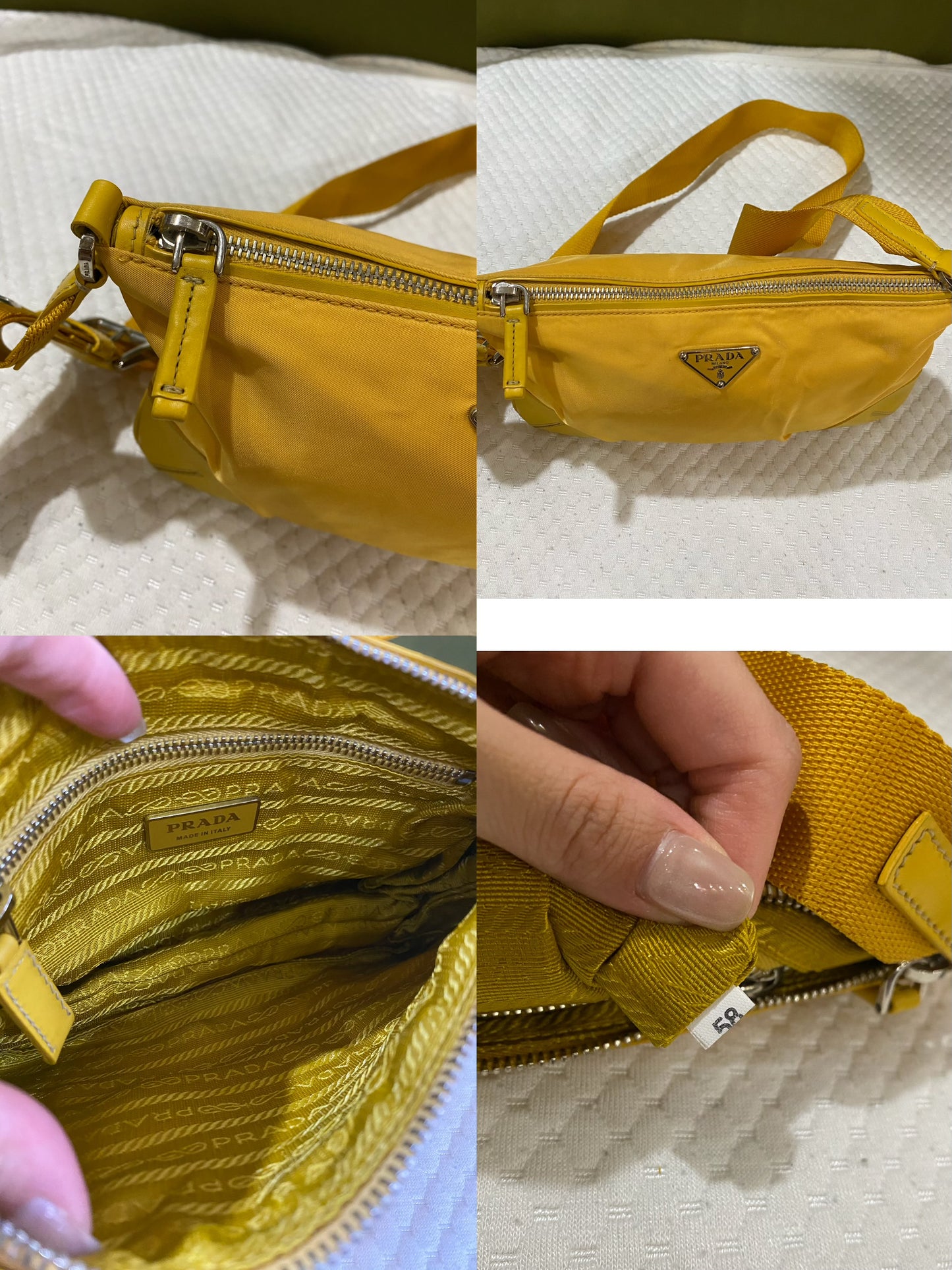 Prada Vintage Sport Yellow Tessuto Nylon Shoulder Bag