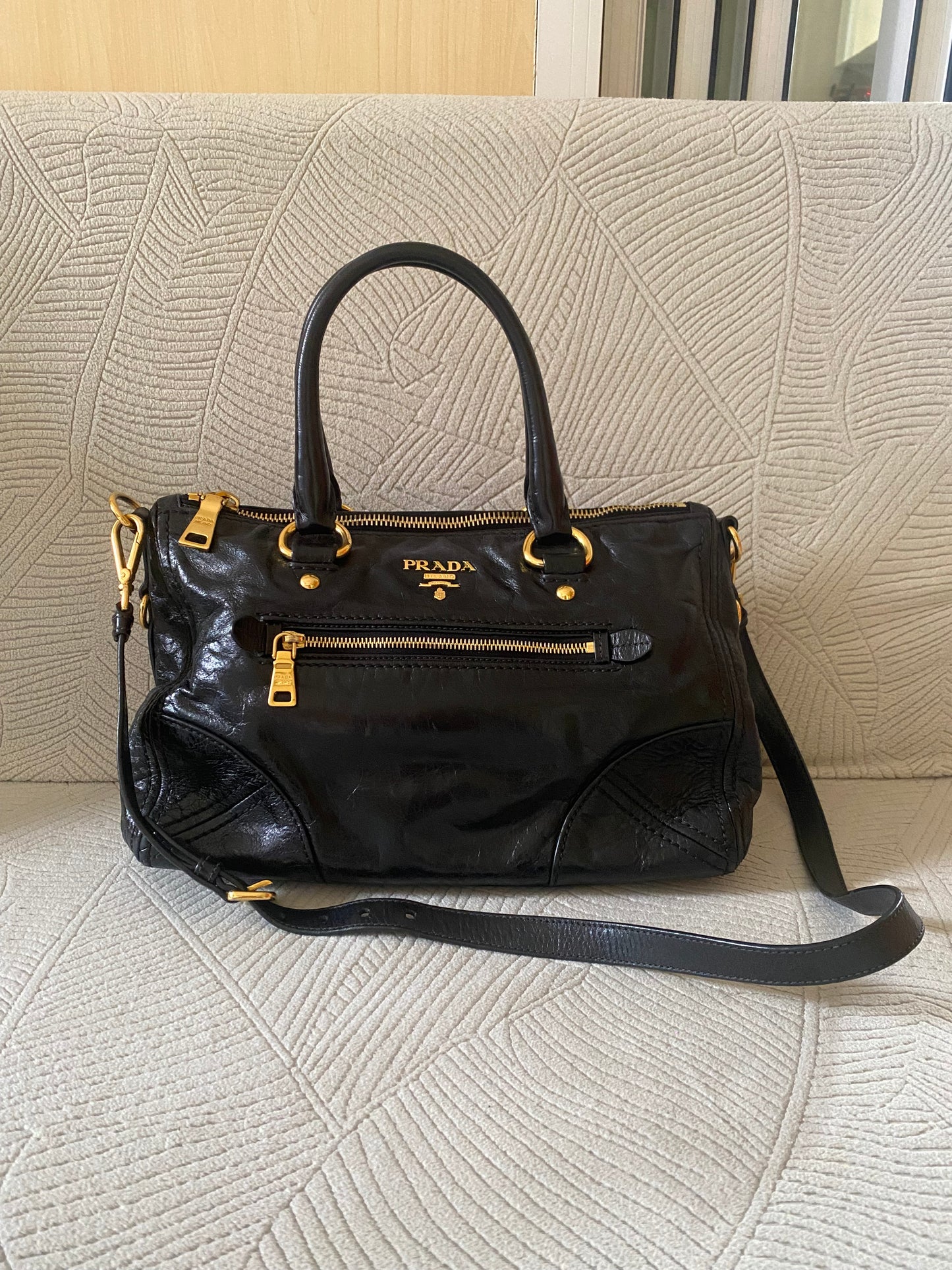 Prada Leather 2Way Tote Bag