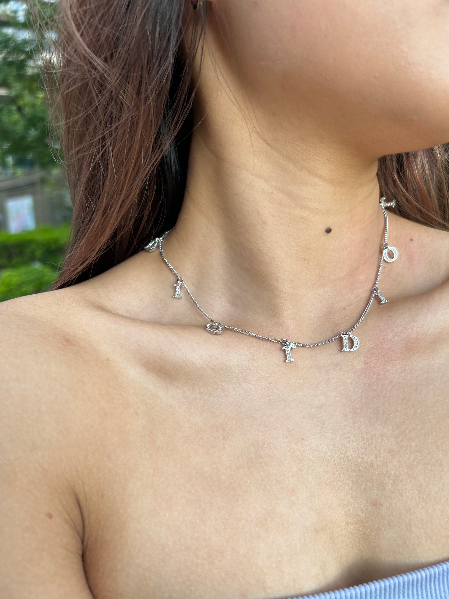 Dior spell out charm necklace