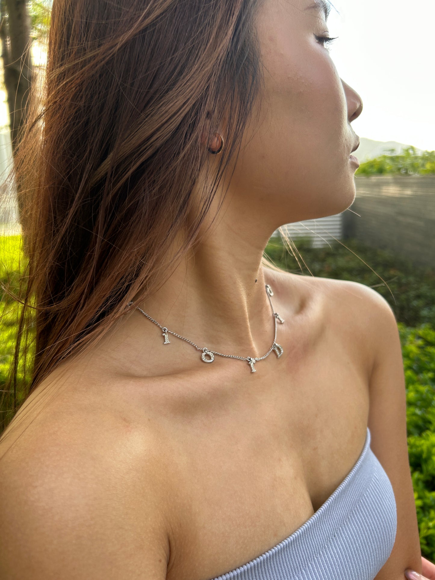 Dior spell out charm necklace