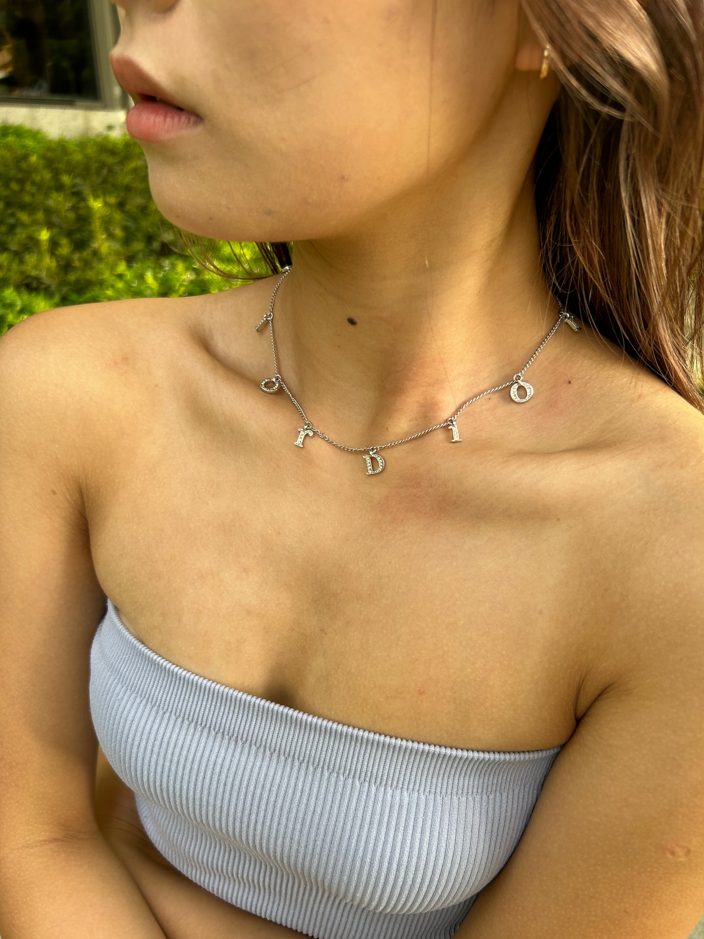 Dior spell out charm necklace