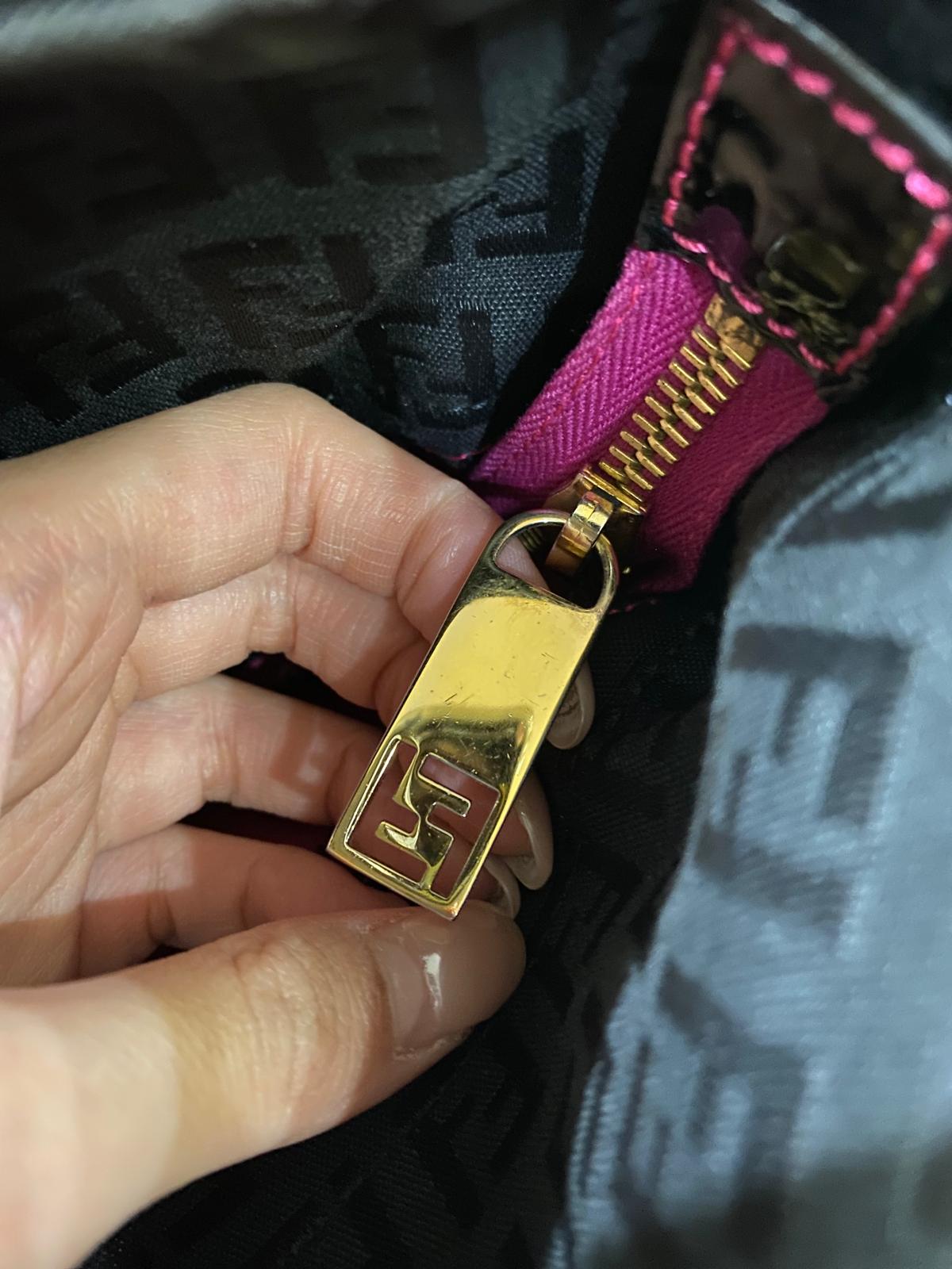 Fendi Black/Magenta Zucchino Canvas Grand Shopper Tote