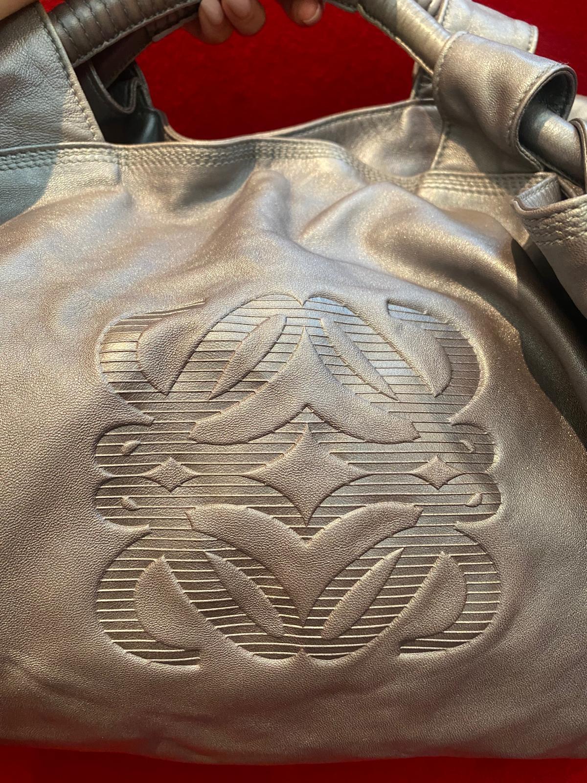 Loewe Metallic Silver Leather Nappa Aire Hobo Handbag
