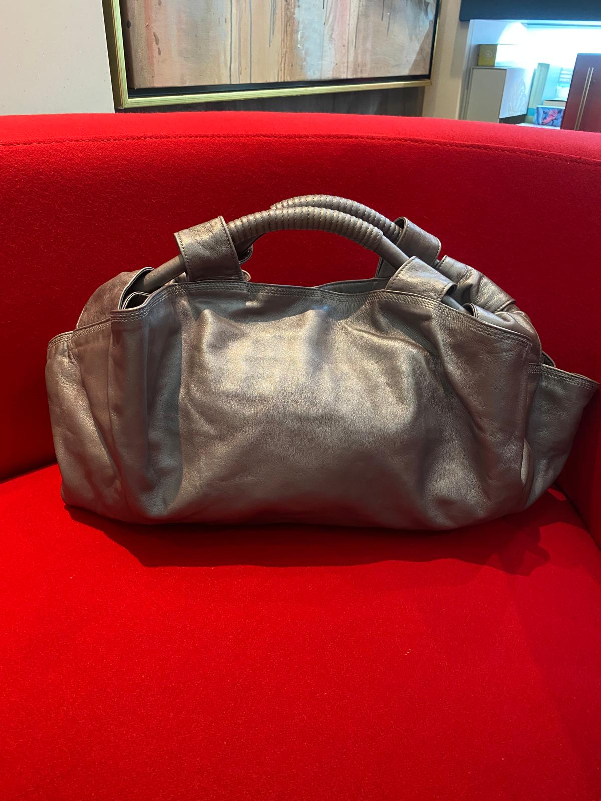 Loewe Metallic Silver Leather Nappa Aire Hobo Handbag