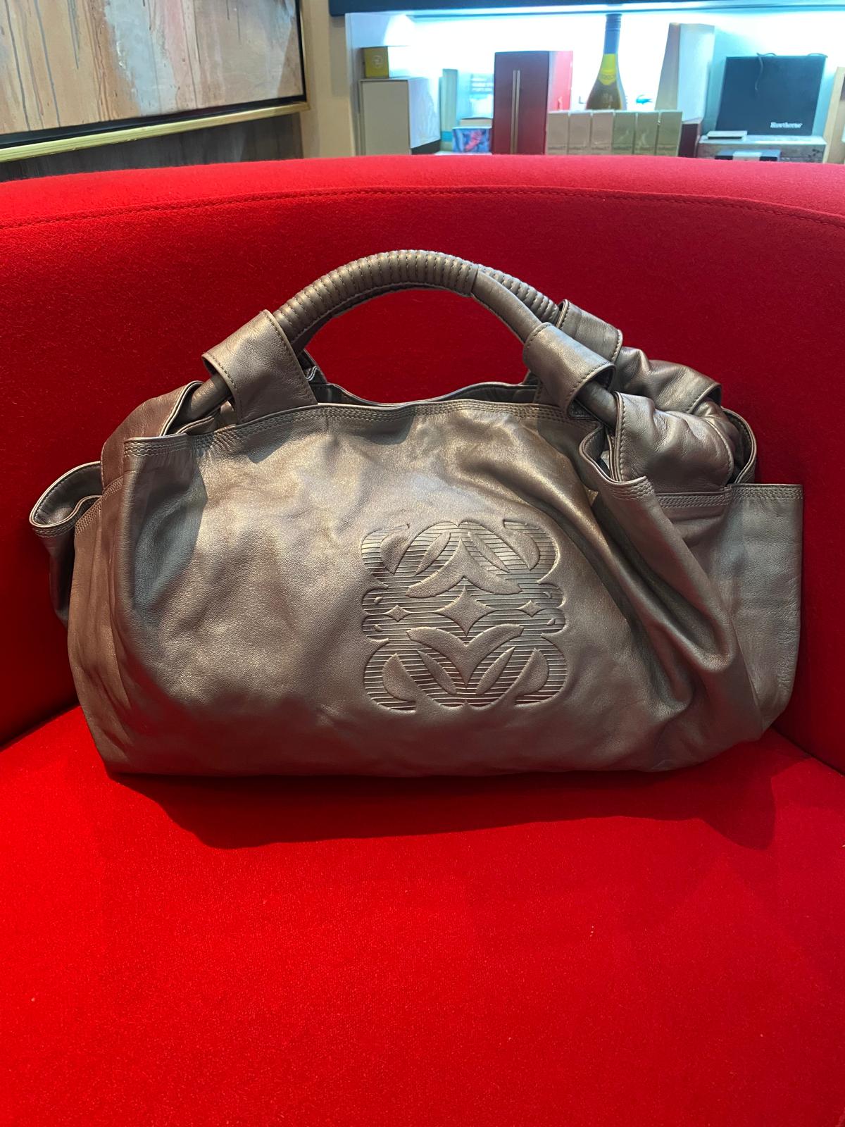 Loewe Metallic Silver Leather Nappa Aire Hobo Handbag