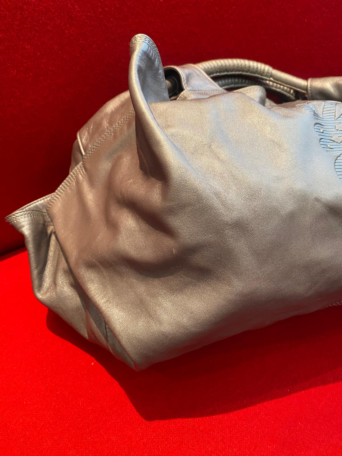 Loewe Metallic Silver Leather Nappa Aire Hobo Handbag