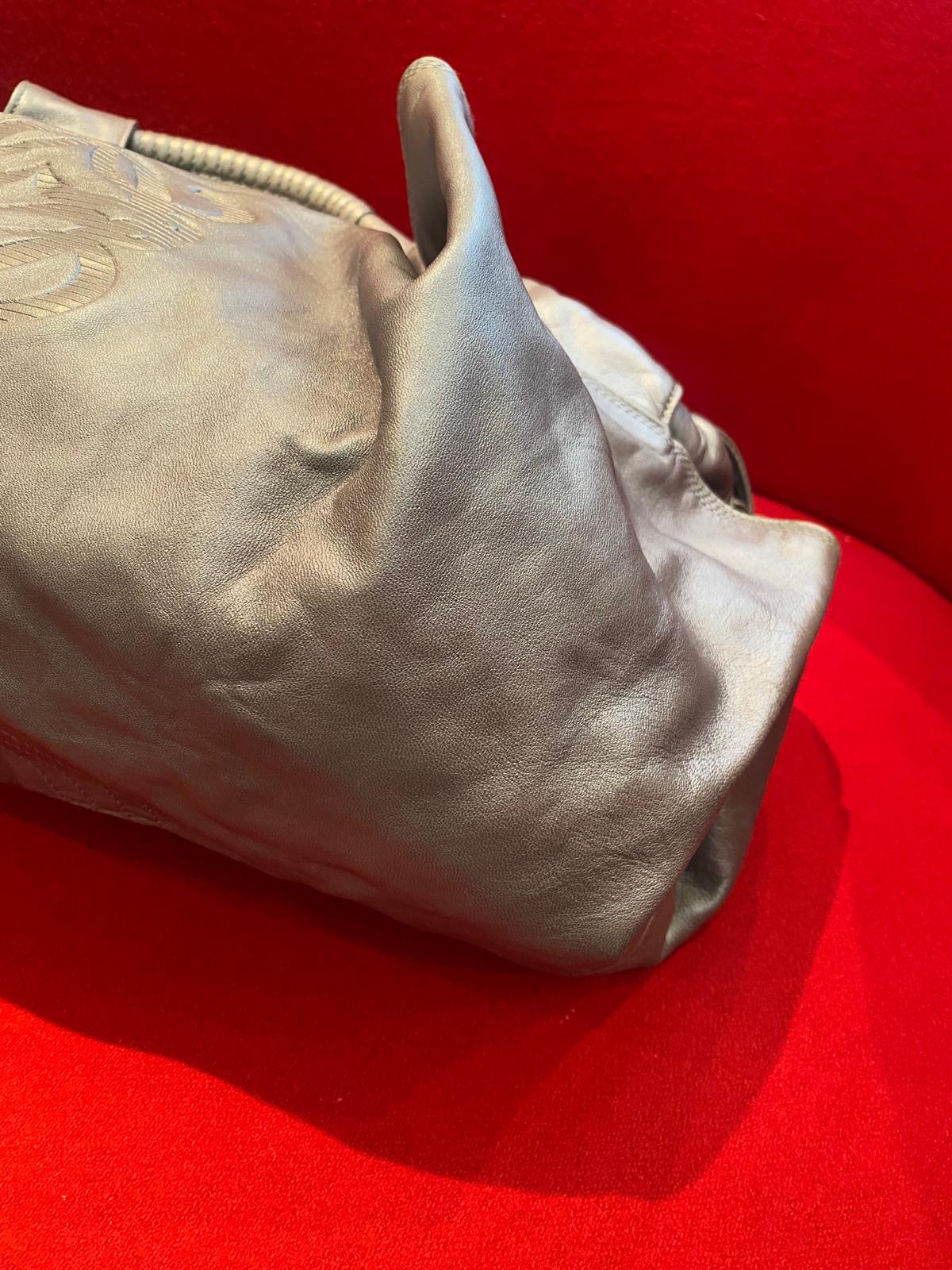 Loewe Metallic Silver Leather Nappa Aire Hobo Handbag