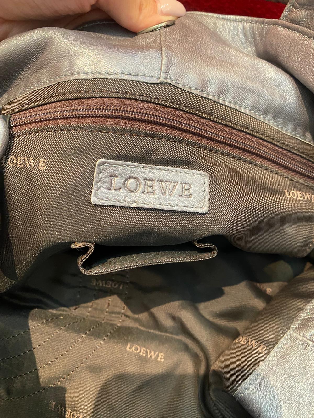 Loewe Metallic Silver Leather Nappa Aire Hobo Handbag