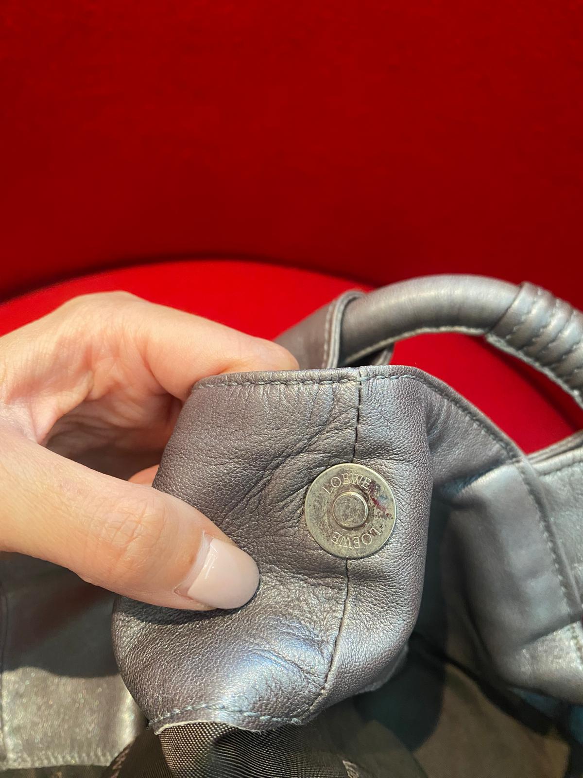 Loewe Metallic Silver Leather Nappa Aire Hobo Handbag