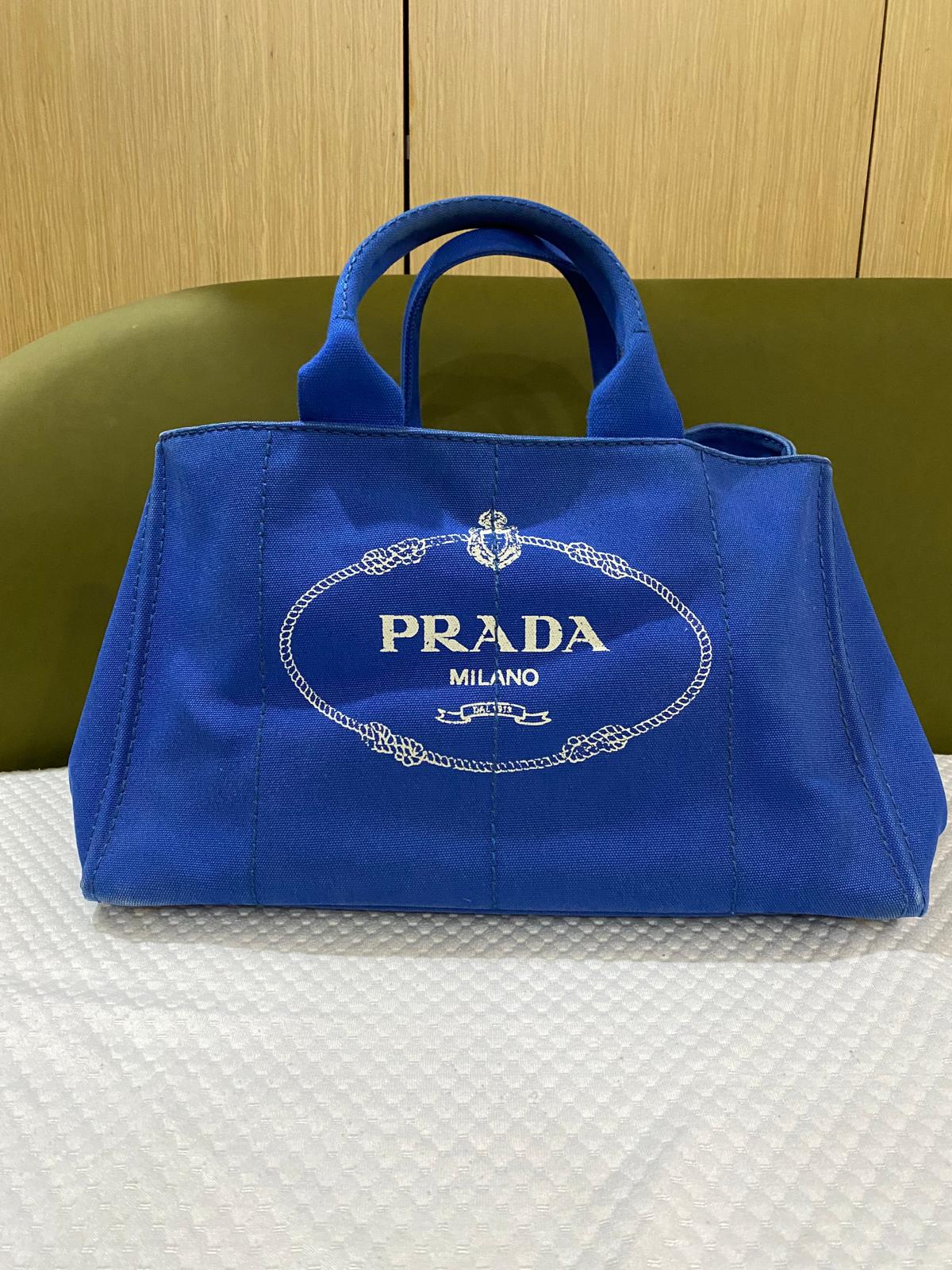 Prada Canapa Canvas Tote in blue