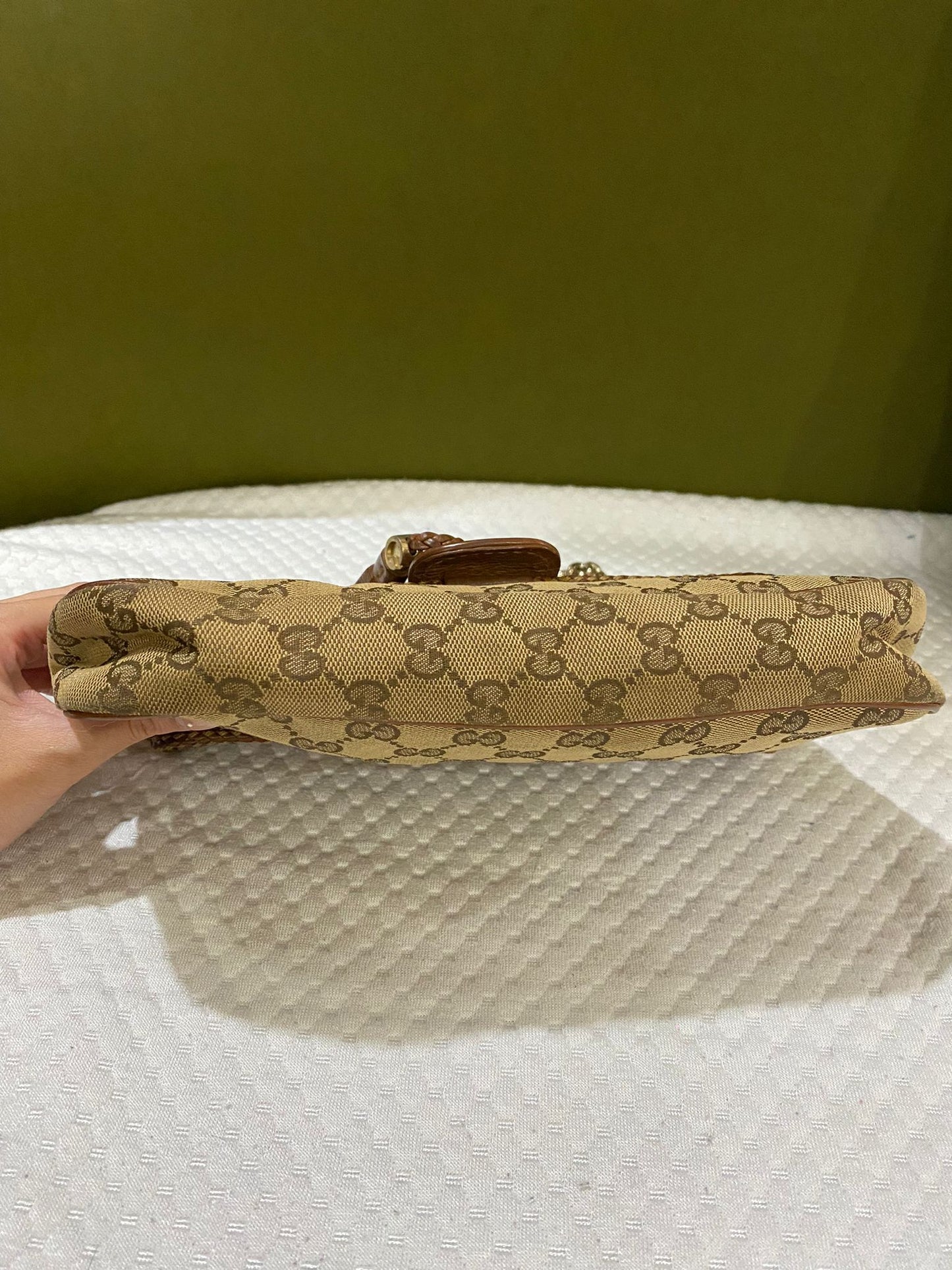 Gucci Marrakech convertible evening bag in leather and GG monogram canvas