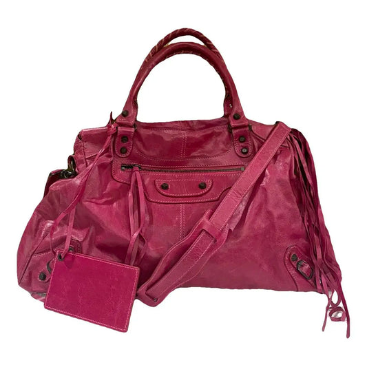 Balenciaga Hot Pink Classic Motocross City Bag