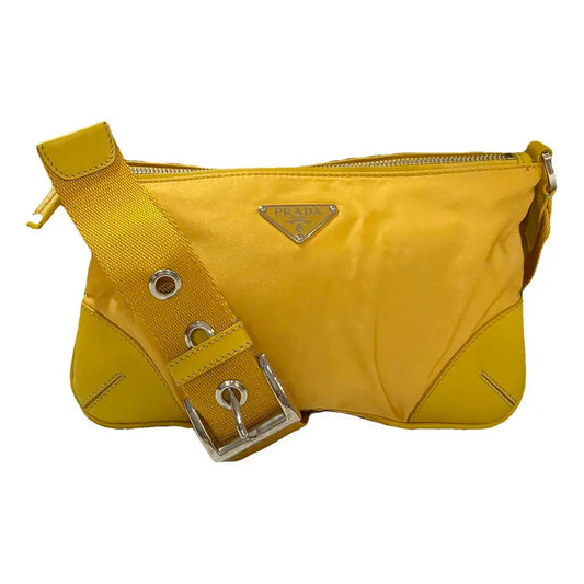 Prada Vintage Sport Yellow Tessuto Nylon Shoulder Bag