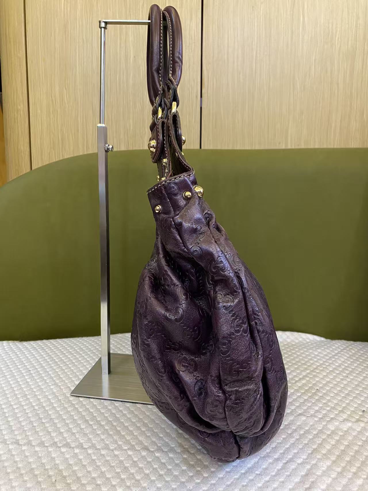 Gucci Purple Guccissima Monogram Leather Studded Tote Bag