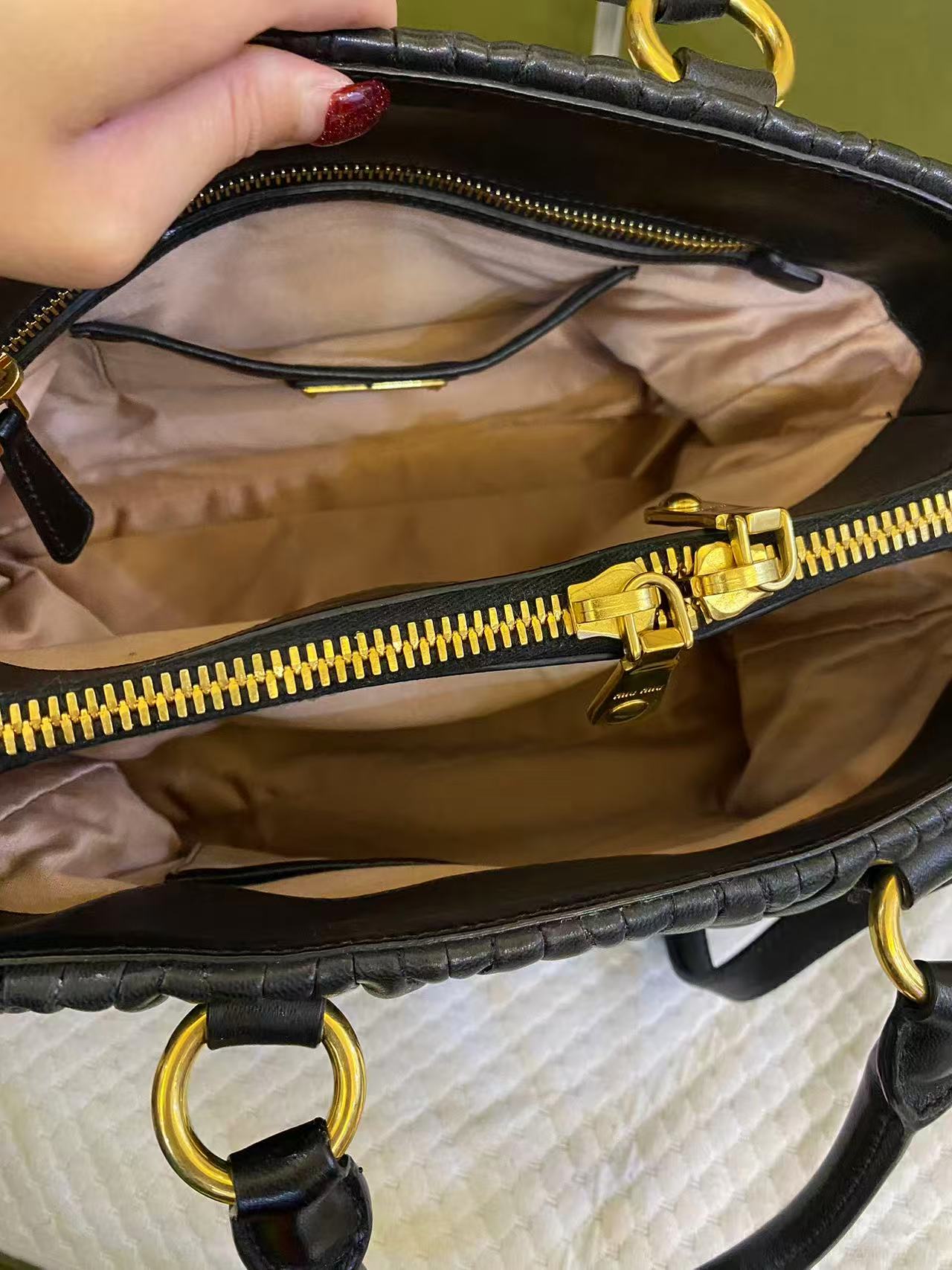 Miu Miu Matelasse Black Leather Handbag