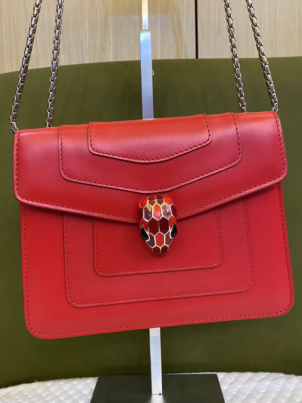 Bvlgari Serpenti Forever Small Shoulder/Crossbody Bag in red