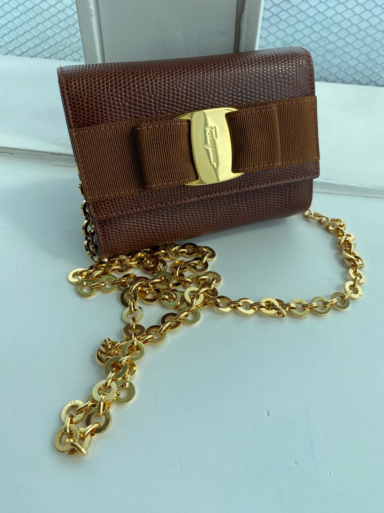 Salvatore Ferragamo lizard vera bag