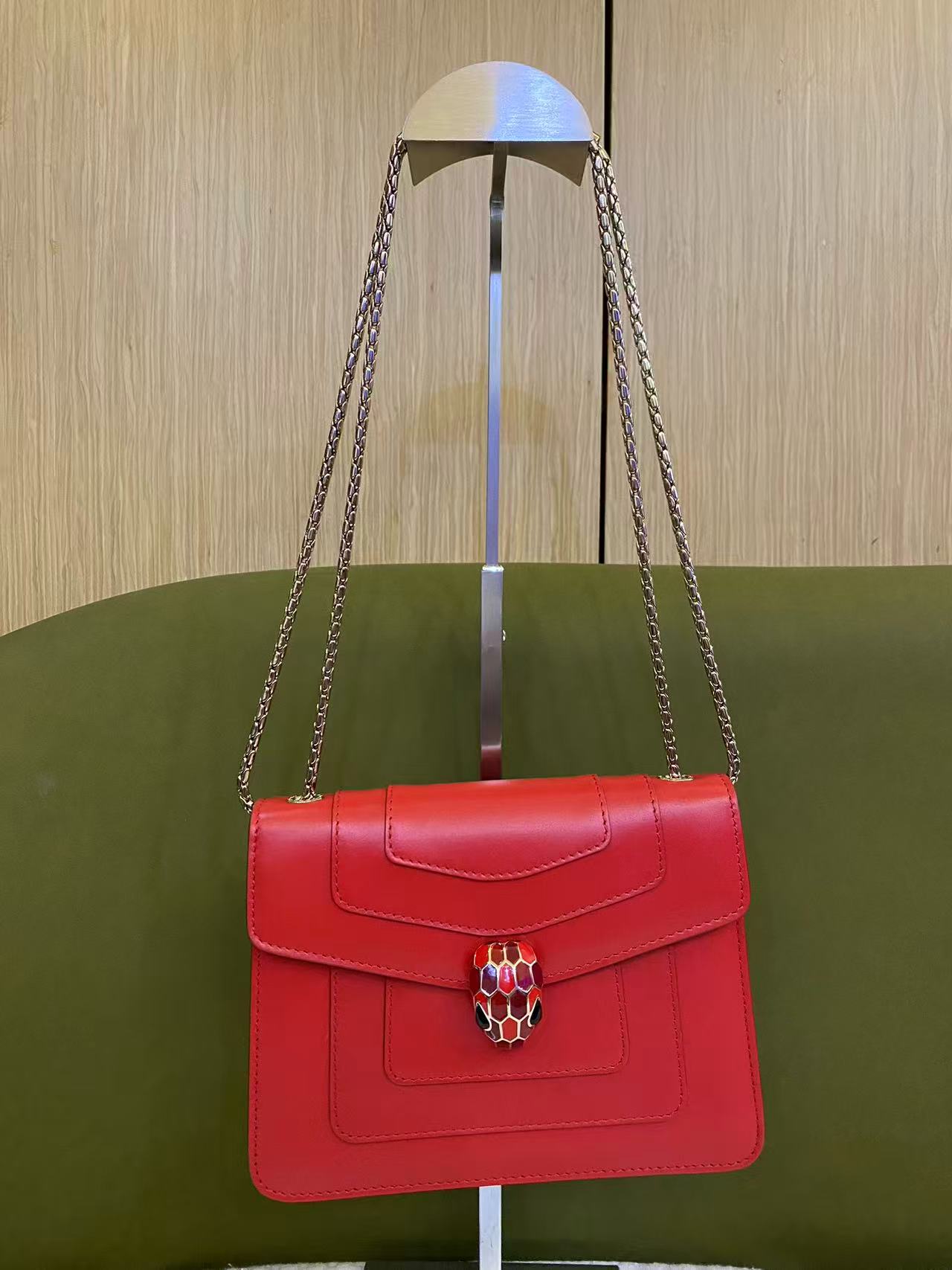 Bvlgari Serpenti Forever Small Shoulder/Crossbody Bag in red